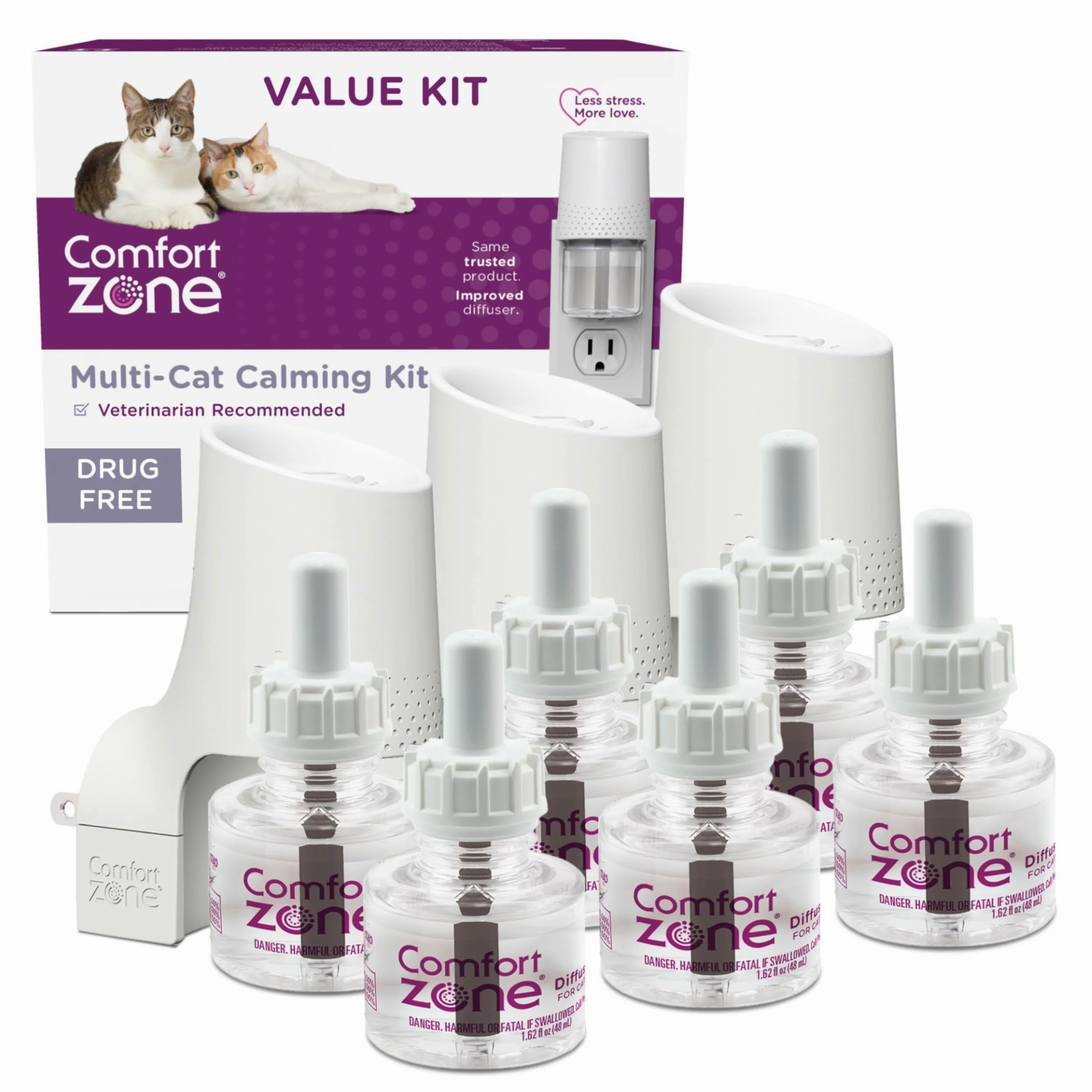 Comfort Zone Diffuseur Multi-Chats : kit économique (3 diffuseurs et 6 recharges)