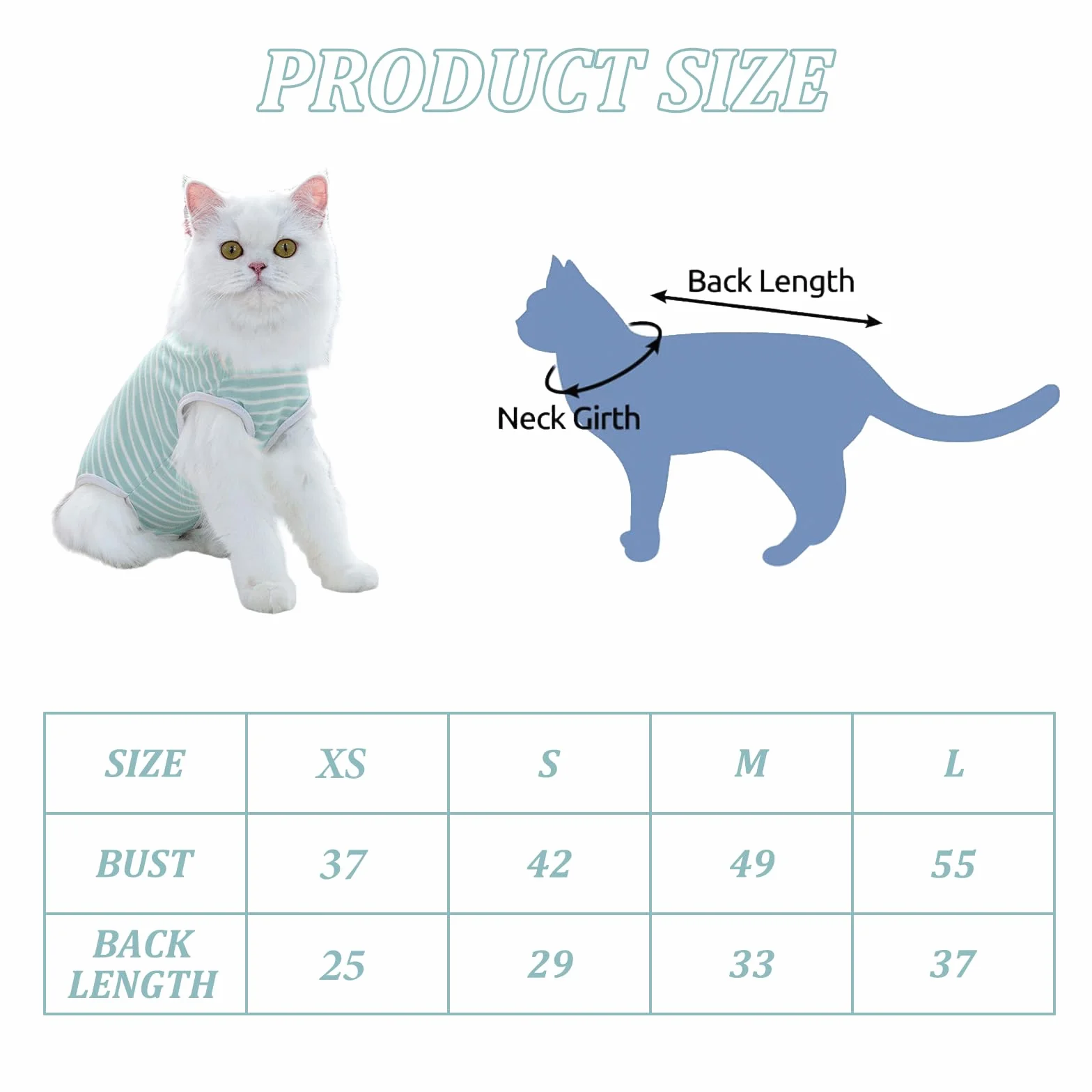 Combinaison de Récupération pour Chat Après Chirurgie, Vêtement Postopératoire, Alternative au Collier Élisabéthain, Bodysuit Anti-Léchage (Vert, S)