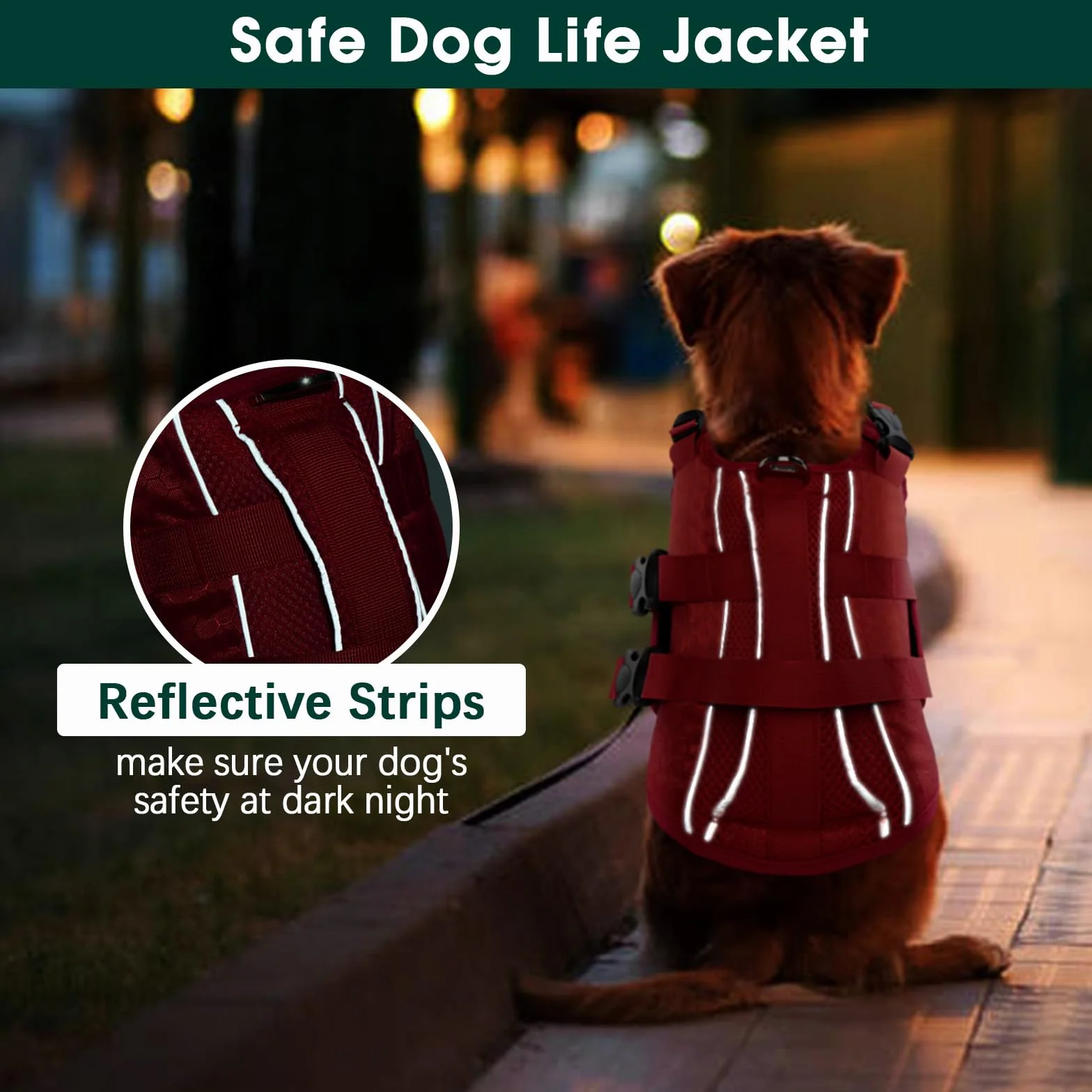 Kuoser Gilet de sauvetage pour chien réglable avec poignée de sauvetage flottabilité