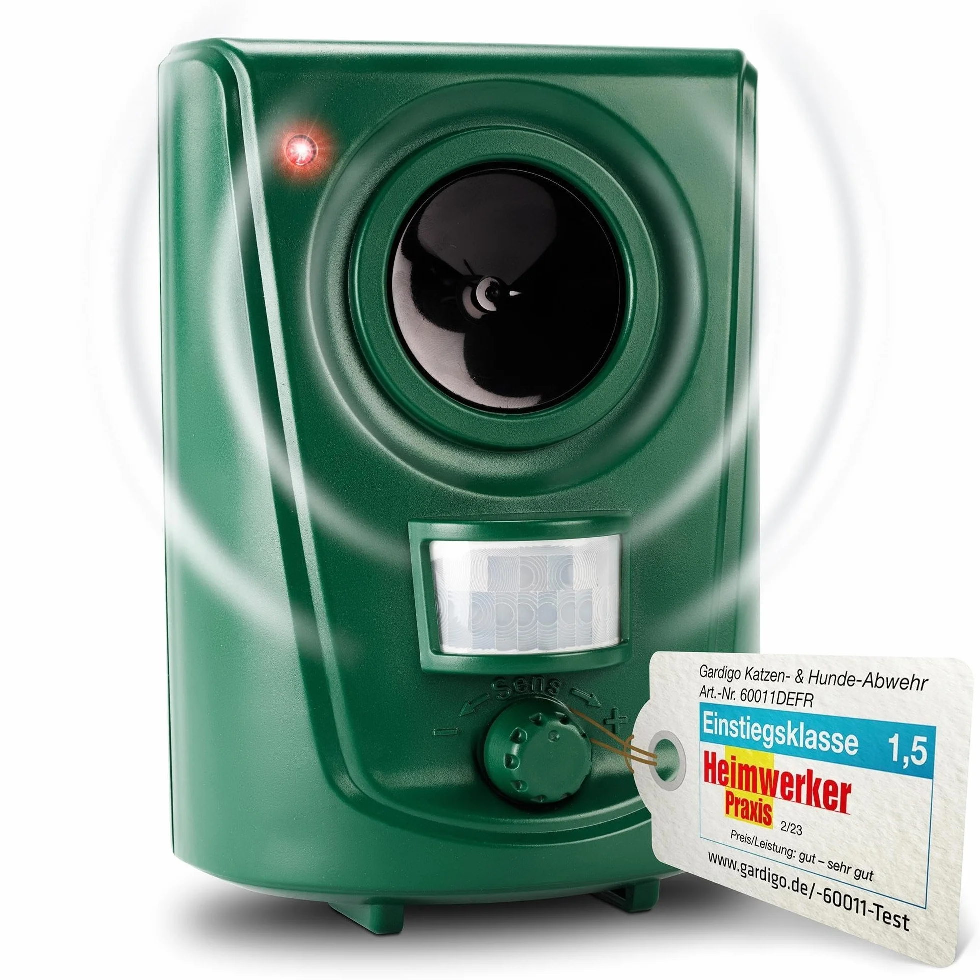 GARDIGO® Répulsif Ultrasonique pour Chiens et Chats 20–60 kHz Détecteur de Mouvement 120° 12 m Protection Jardin Garage