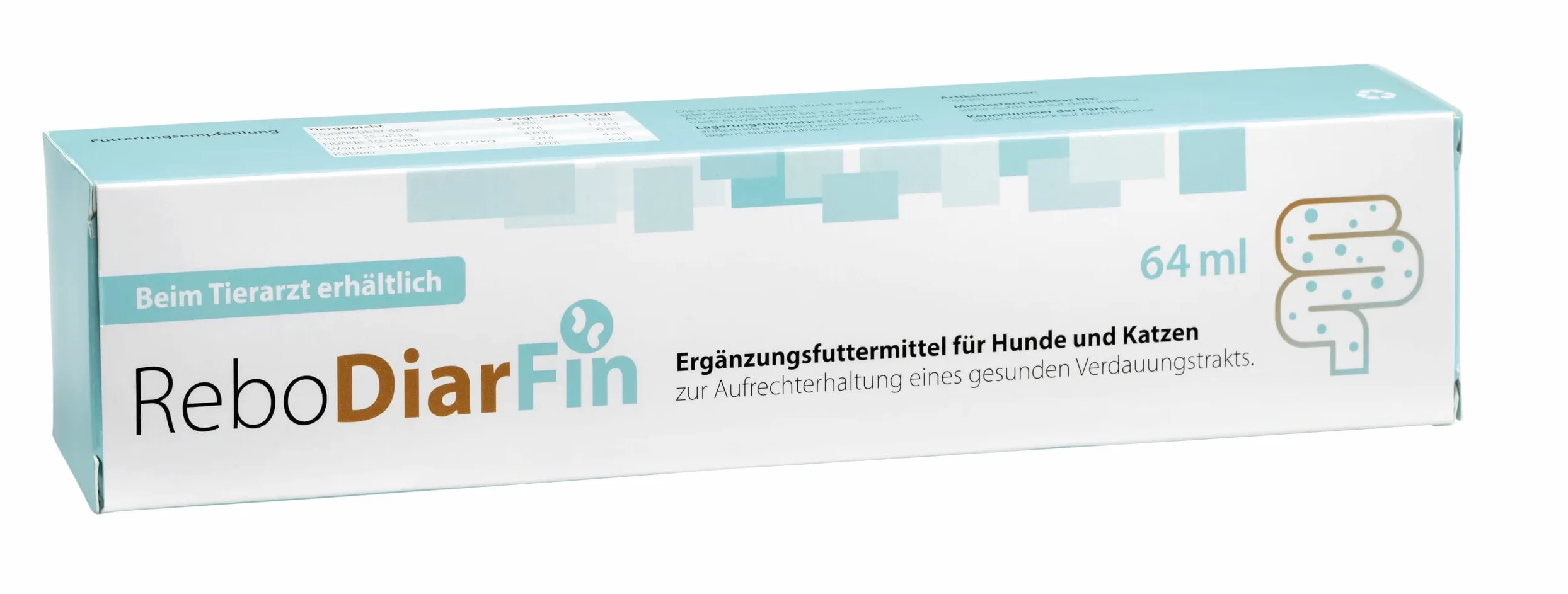 ReboDiarFin Pâte digestive pour chiens et chats 64 ml : aide en cas de troubles digestifs, avec pectine et kaolin, enrichie en peptides de glutamine, mélange de probiotiques et de prébiotiques