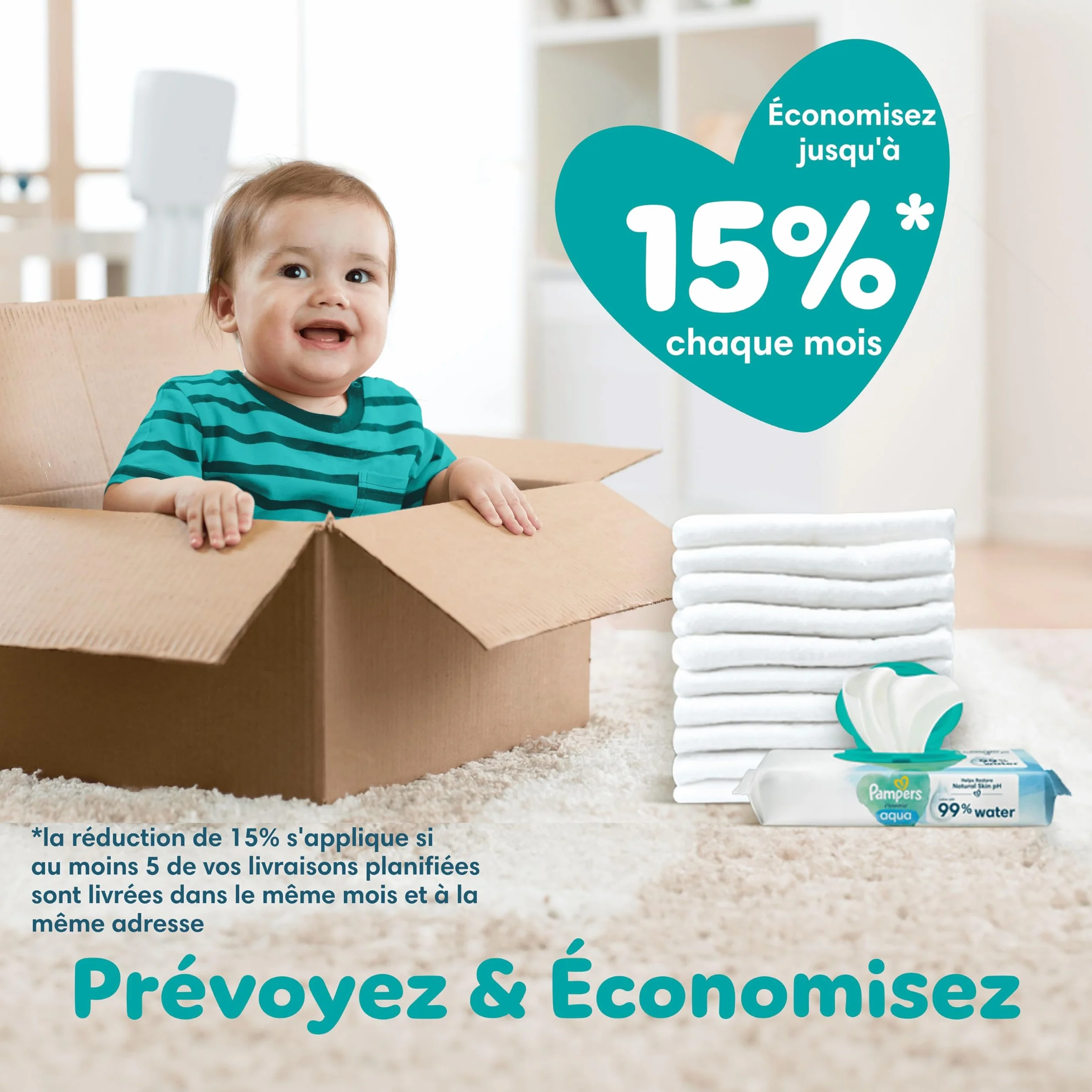 Pampers Baby-Dry Taille 5 174 Couches 11-16kg Nuit Sans Fuites Poche Stop & Protect Pack 1 Mois