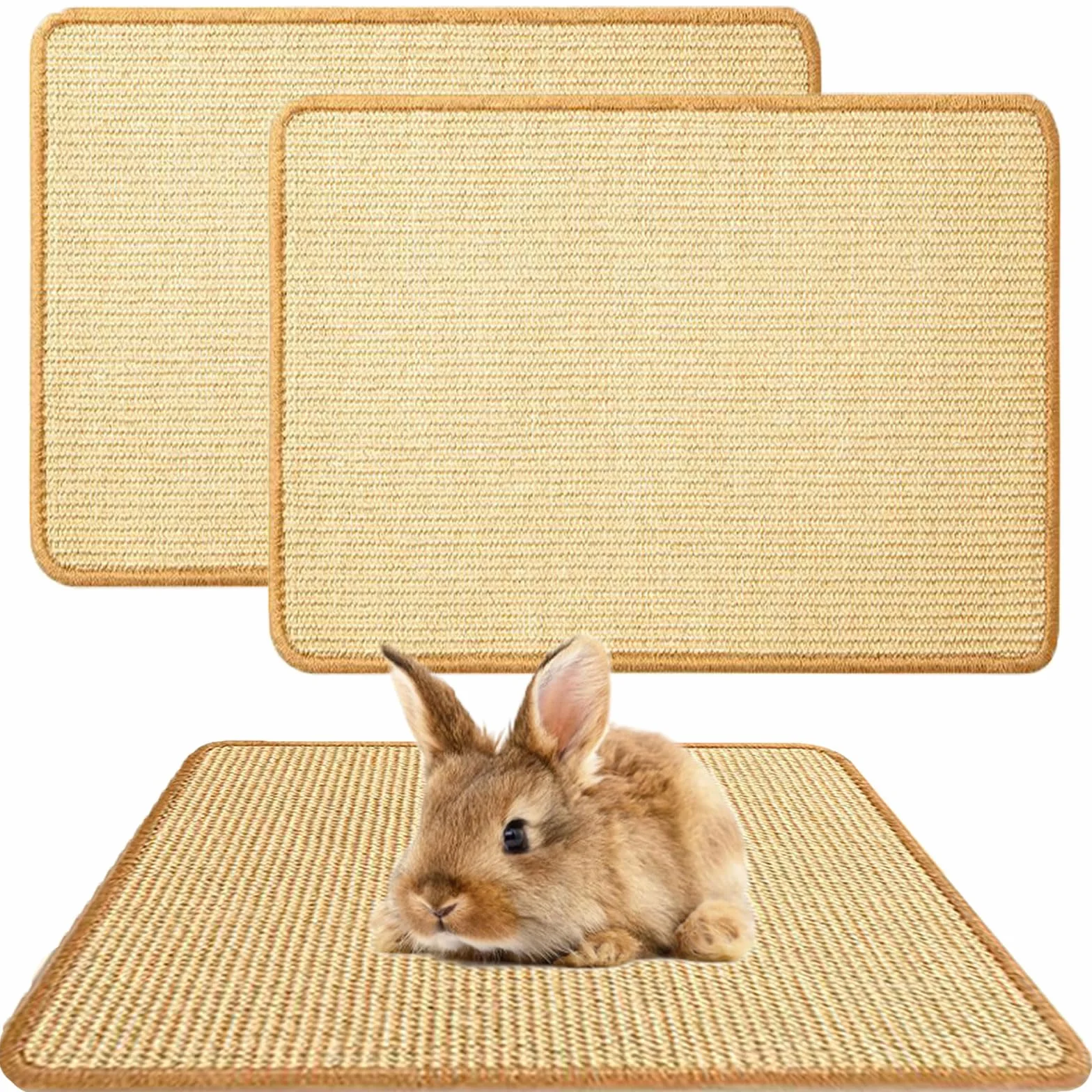 Tapis à gratter naturels pour lapin, soin des griffes, jouet à mâcher pour cage, lot de 2