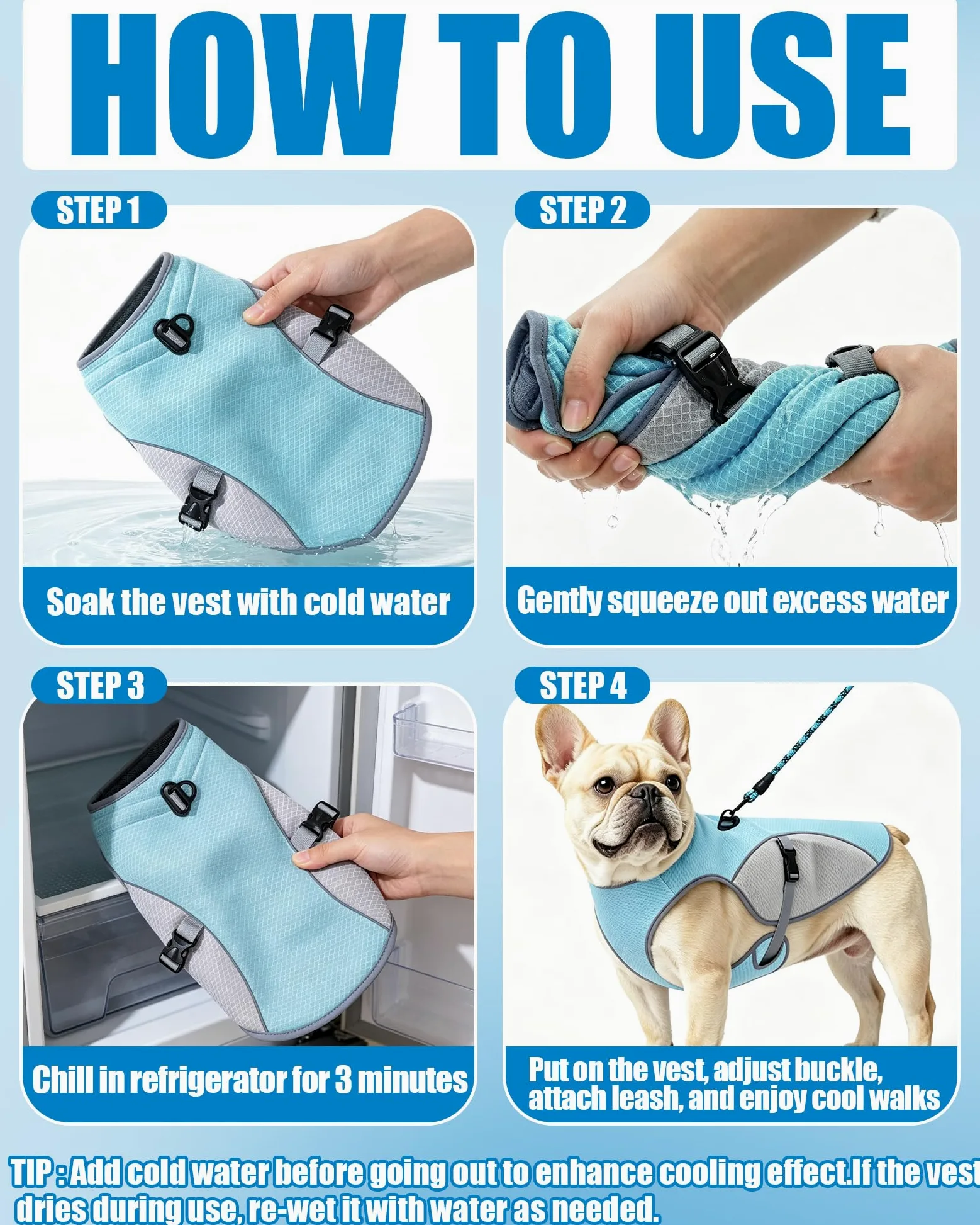 Gilet de Refroidissement pour Chien avec Laisse de 2 m, Gilet rafraîchissant léger et Respirant UPF 50+, vêtement Anti-Chaleur pour Petits et Grands Chiens, idéal pour promenades et randonnées en été