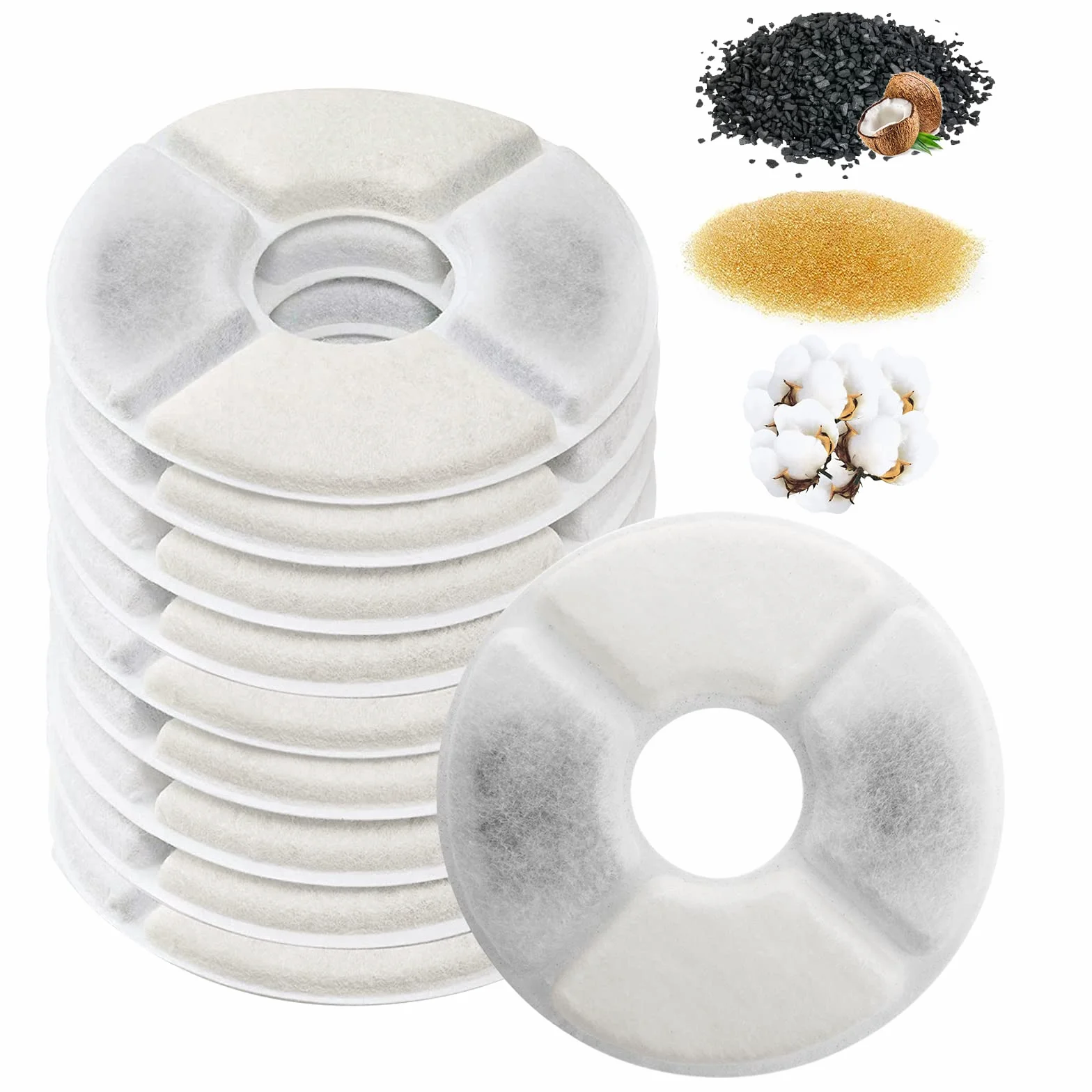 Simpeak Filtre Fontaine Eau Chat 10PCS Filtres de Remplacement pour 1,6-2,5L avec Charbon Actif et Résine Échangeuse d'Ions