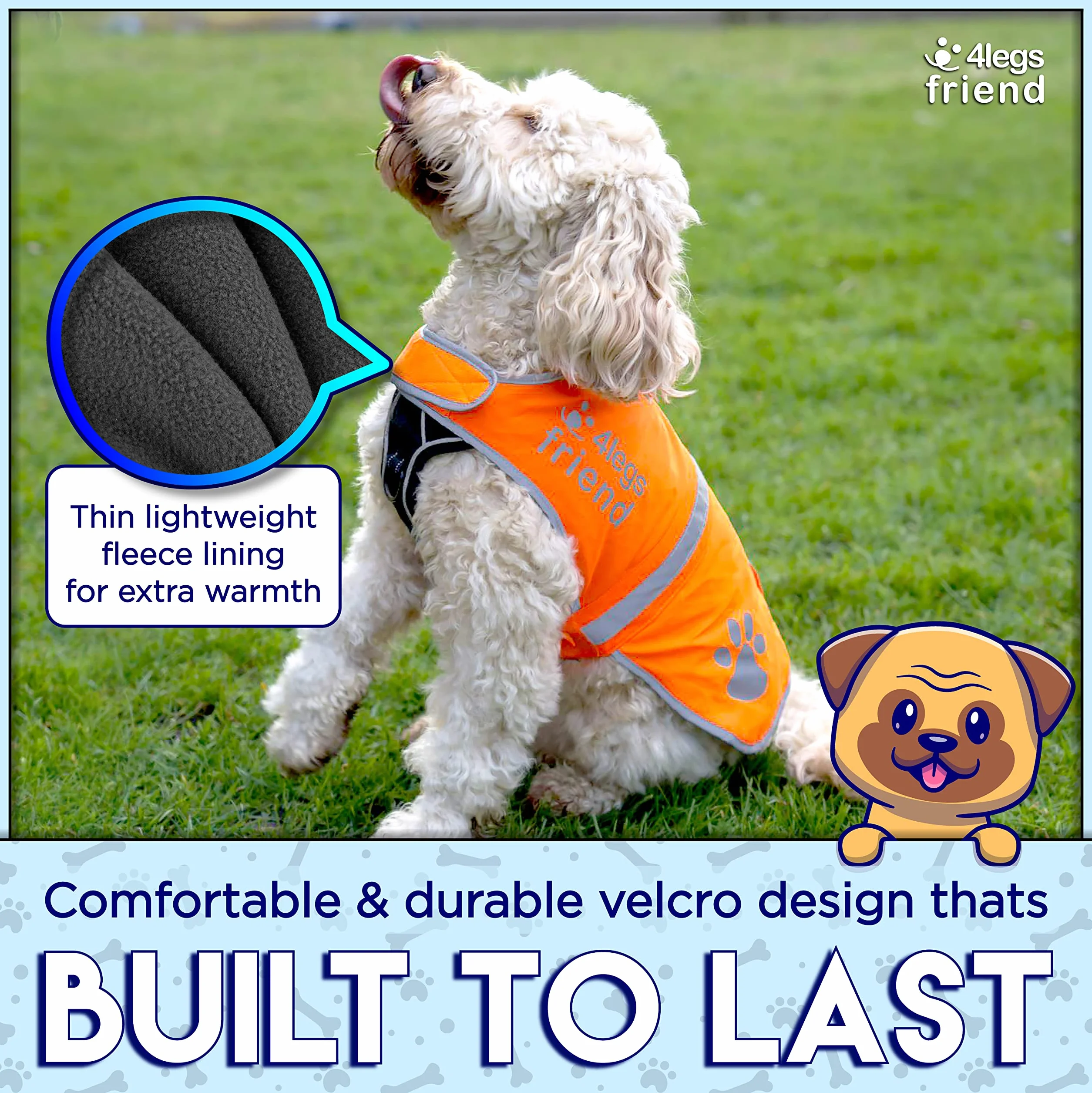 Gilet de Sécurité Jaune Fluo pour Chien Veste Doublée Laine Polaire Anti-Pluie Réfléchissant 5 Tailles