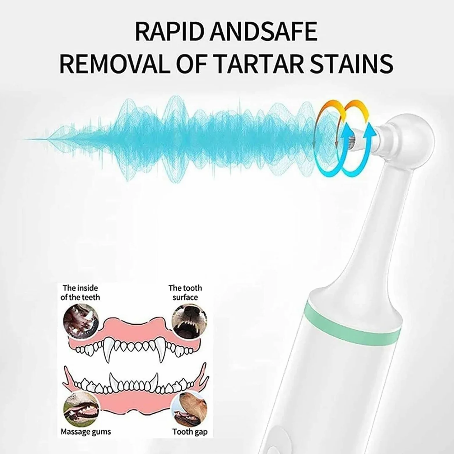 Pet Electric Toothbrush Tooth Removal Dog Mouth Cleaning Tool - Ultrasonic Toothbrush for Dog with 4 Brush Heads for Stain Eraser Tooth Polisher