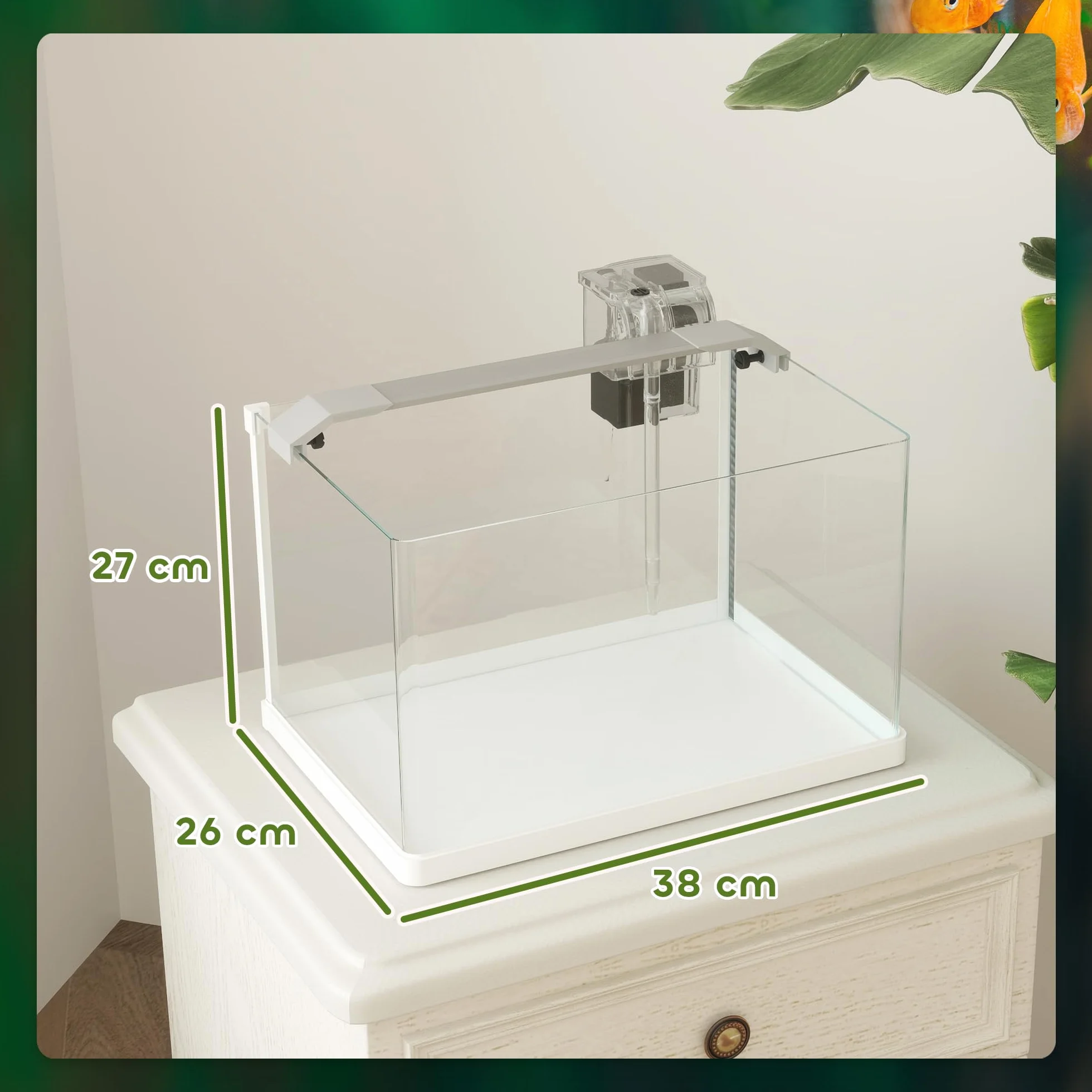 PawHut Aquarium en Verre 20L LED avec Pompe à Filtre pour Poissons