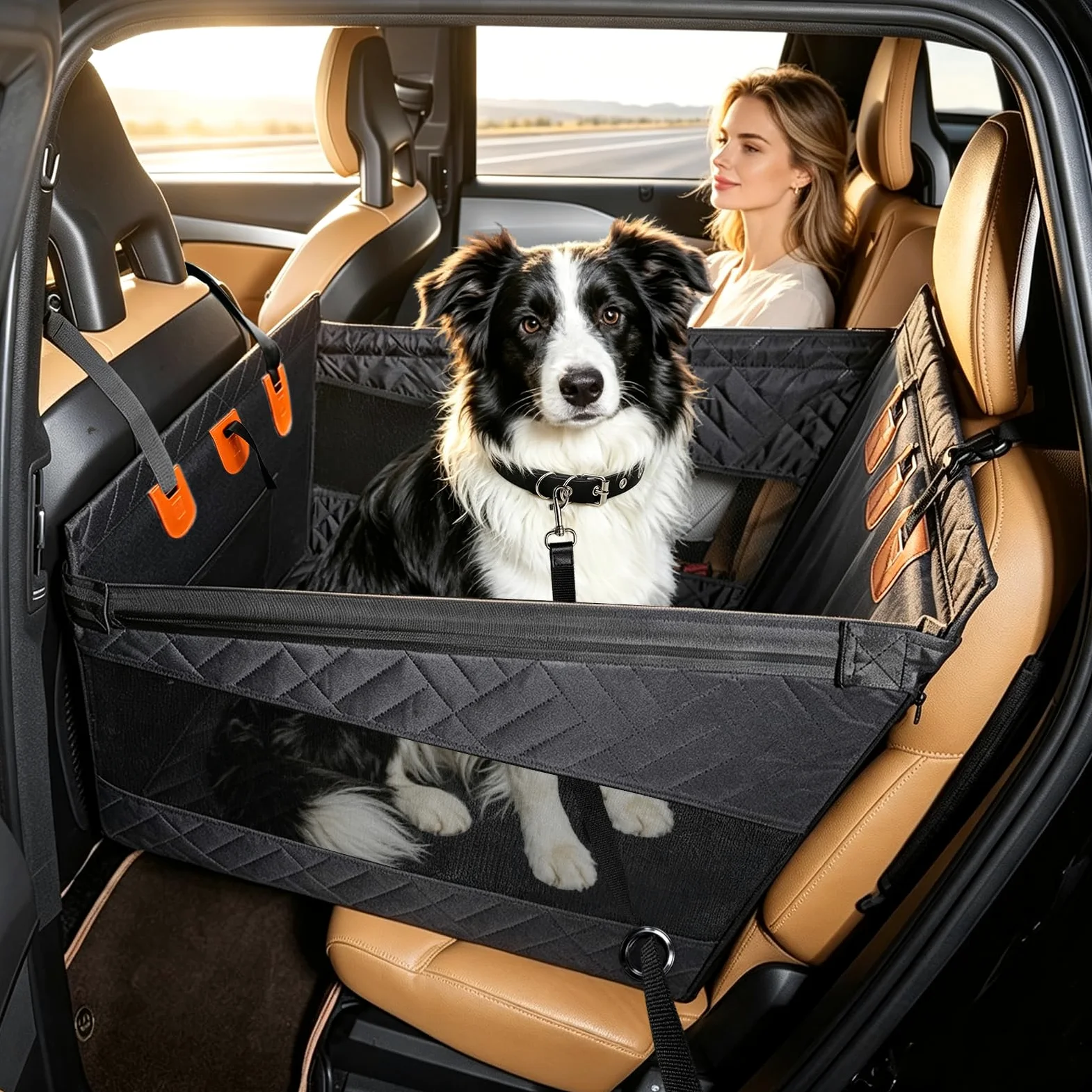 Siège Auto pour Animaux domestiques, avec Ceinture de sécurité pour Chien et fenêtre en Filet Respirante, étanche et résistant à l'abrasion, adapté aux Chiens de Taille Moyenne et Grande