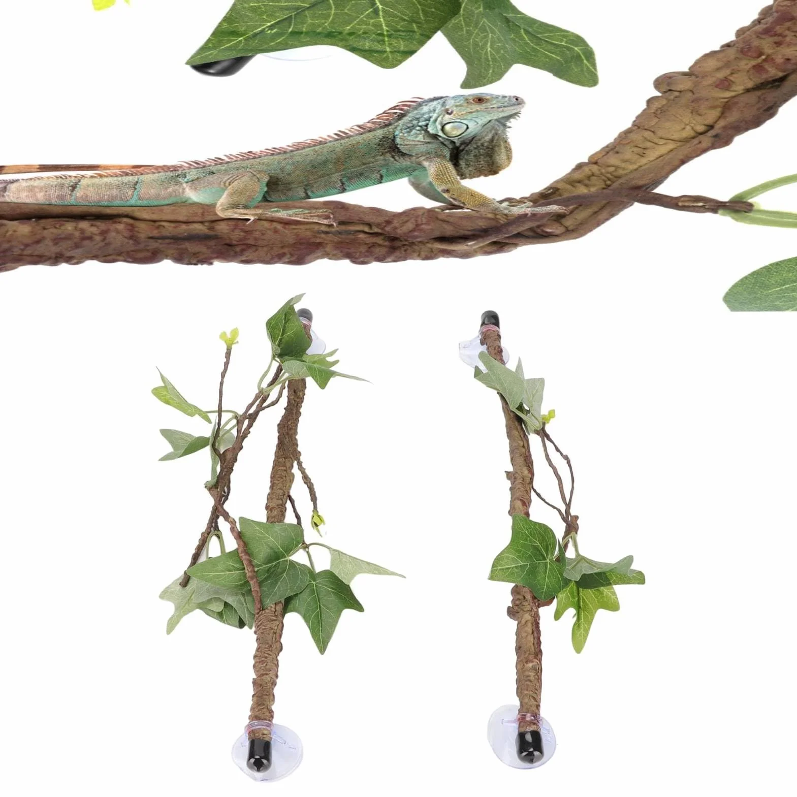 Branches d'angle Reptile Vigne Artificielle Plastique Ventouses Décoration Plante Escalade Serpent Lézard Amphibien