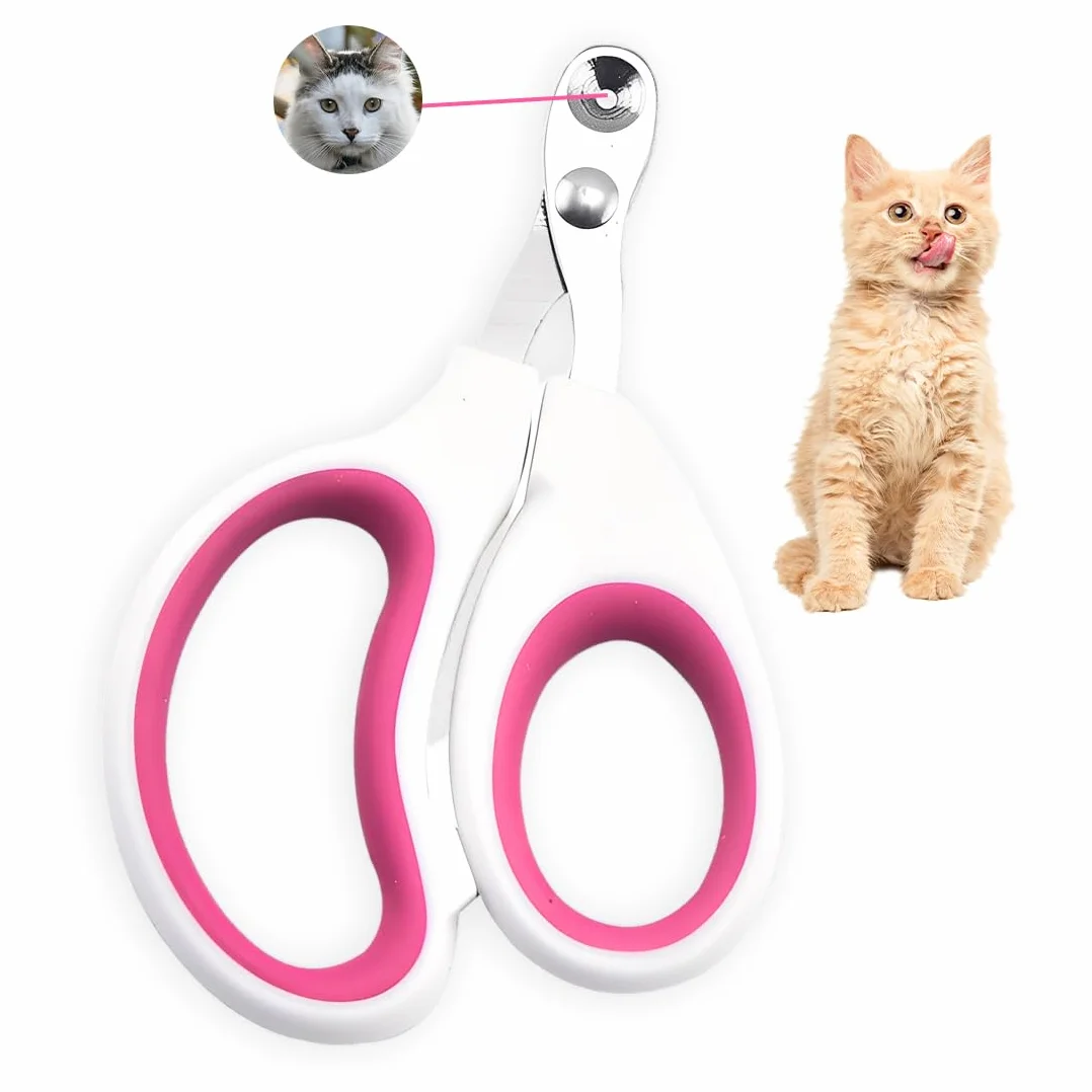 Coupe Griffes Chat Professionnel Coupe Ongle avec Sécurité Positionnement Trou pour Chatons Lapins Cobayes Oiseaux Chiots Petits Animaux Rose
