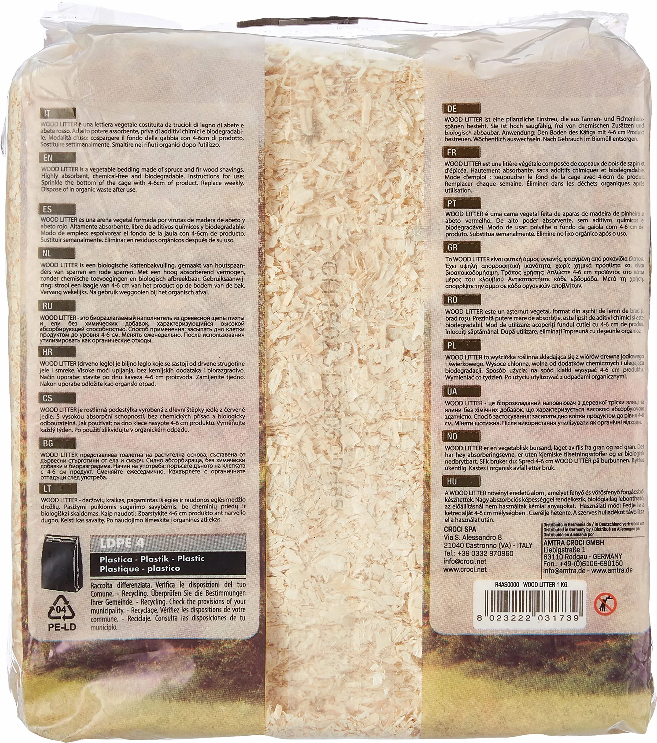 Croci Wood Litter litière végétale Naturelle pour rongeurs 15lt
