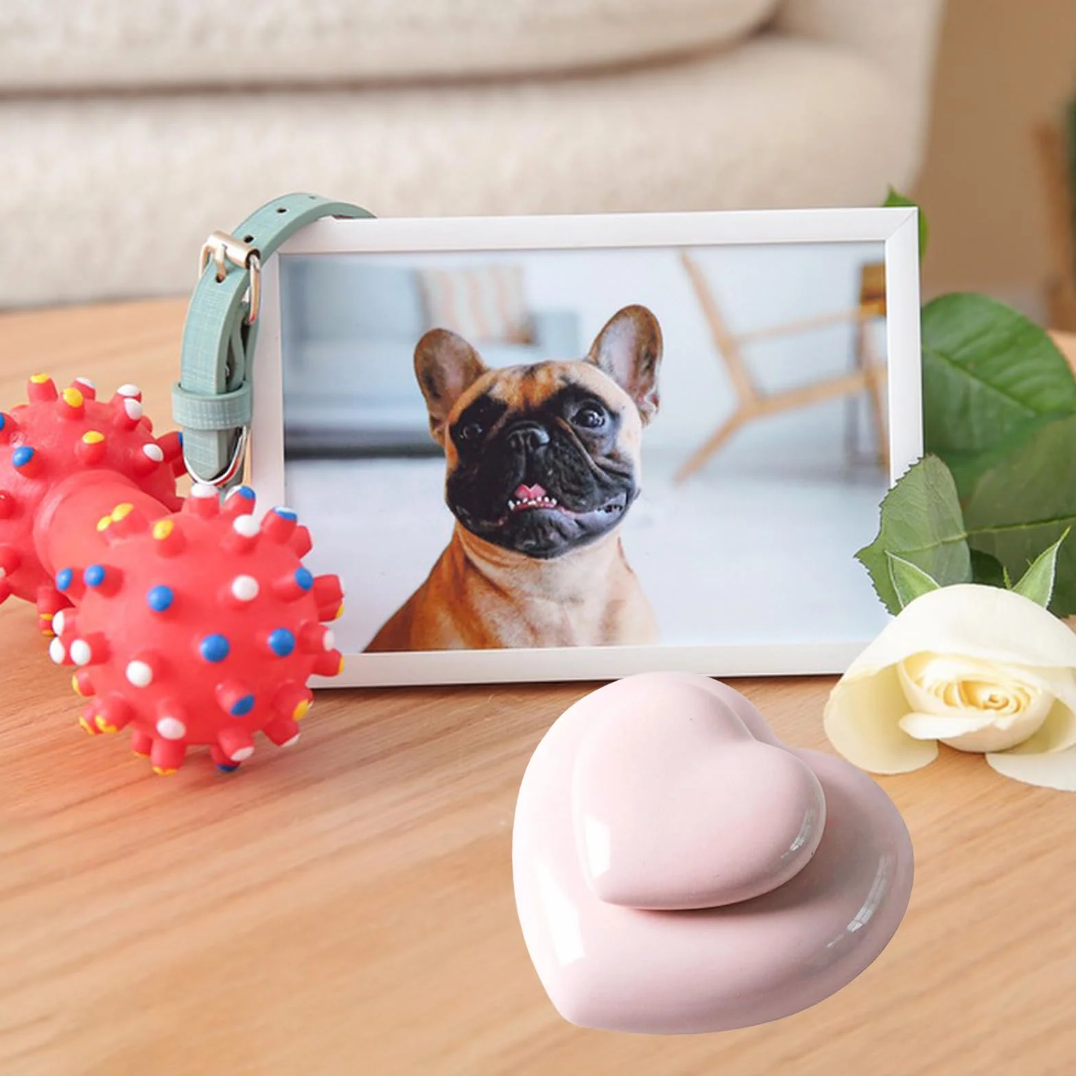 Urne funéraire pour Animaux de Compagnie en Forme de Coeur, Céramique, Rose