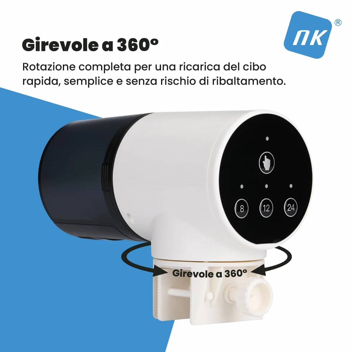 Automatyczny podajnik karmy dla ryb 200 ml LCD programowalny 8h/12h/24h obrotowy 360°