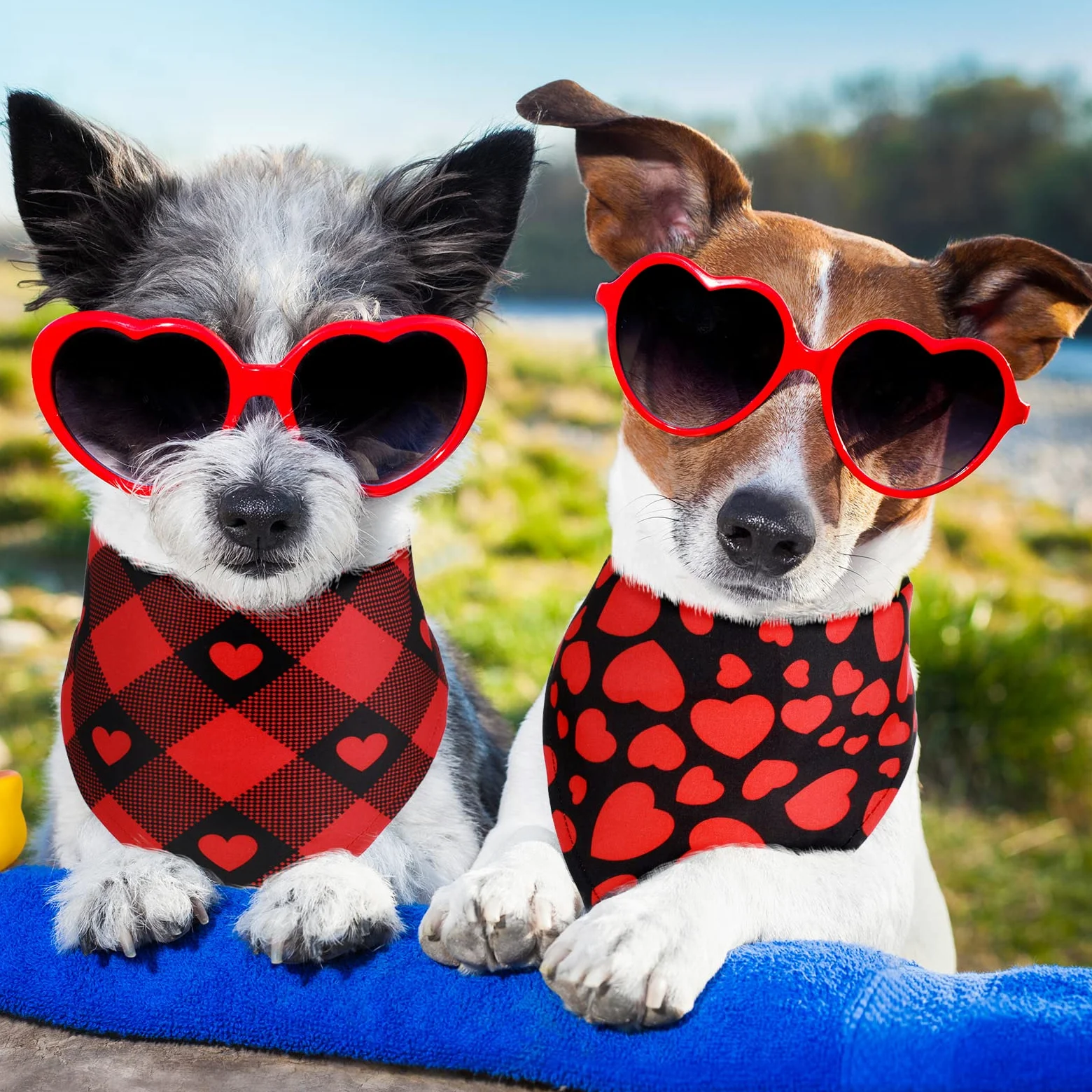 Lot de 20 bandanas triangulaires réversibles pour chien, bandana réglable pour la Saint-Valentin, le jour de l'indépendance, chiens, chats, animaux domestiques (81,3 x 55,9 x 55,9 cm)