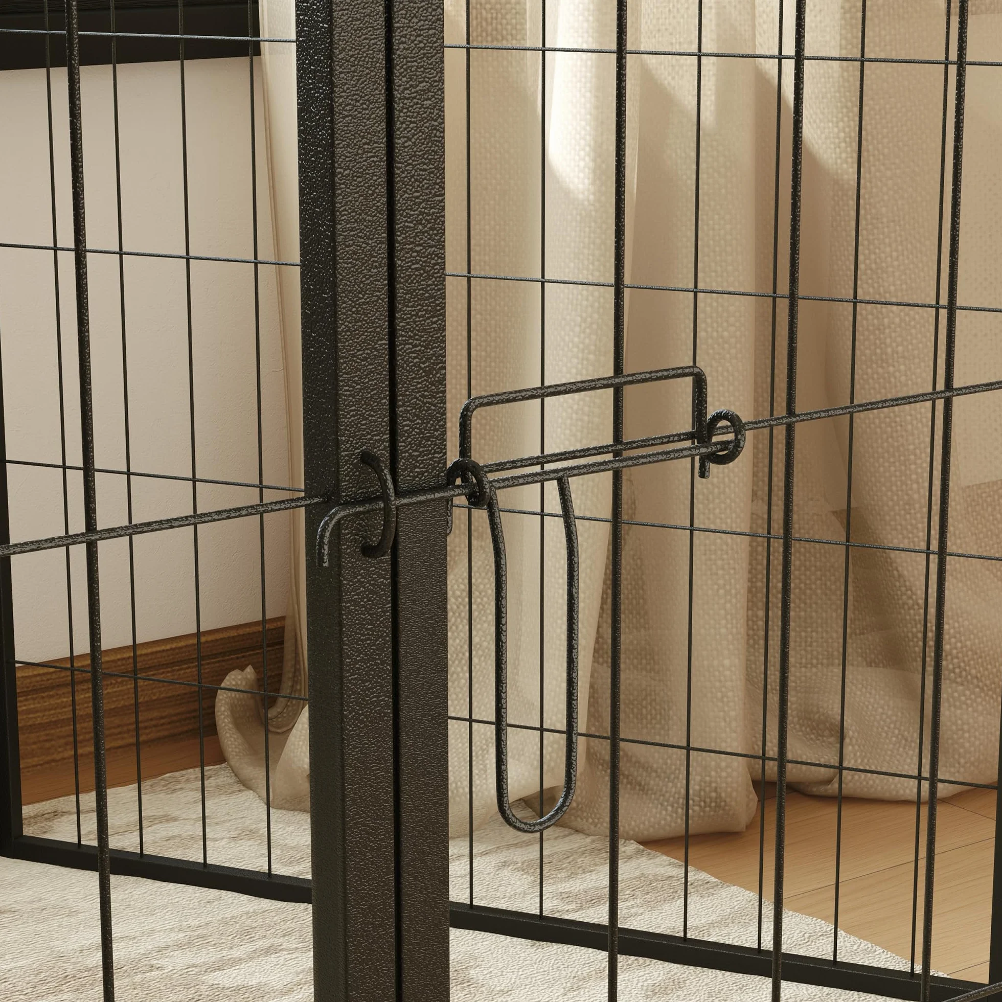 PawHut Parc pour Chien 6 Panneaux modulable Pliable en Acier 80H cm avec Porte Gris