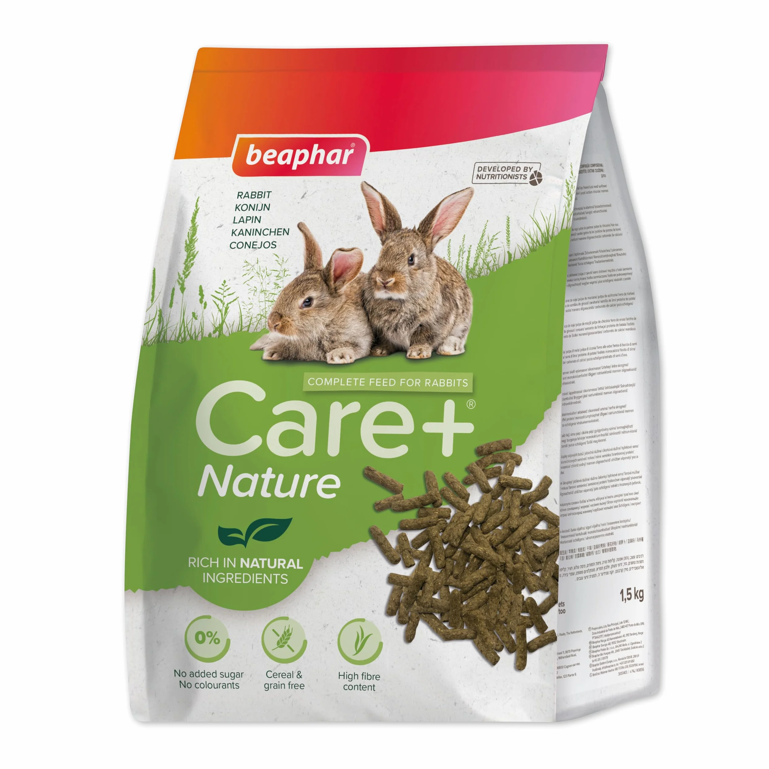 BEAPHAR Care+ Nature Alimentation Complet pour Lapin sans céréales Riche en Fibres ingrédients naturels 1,5 kg