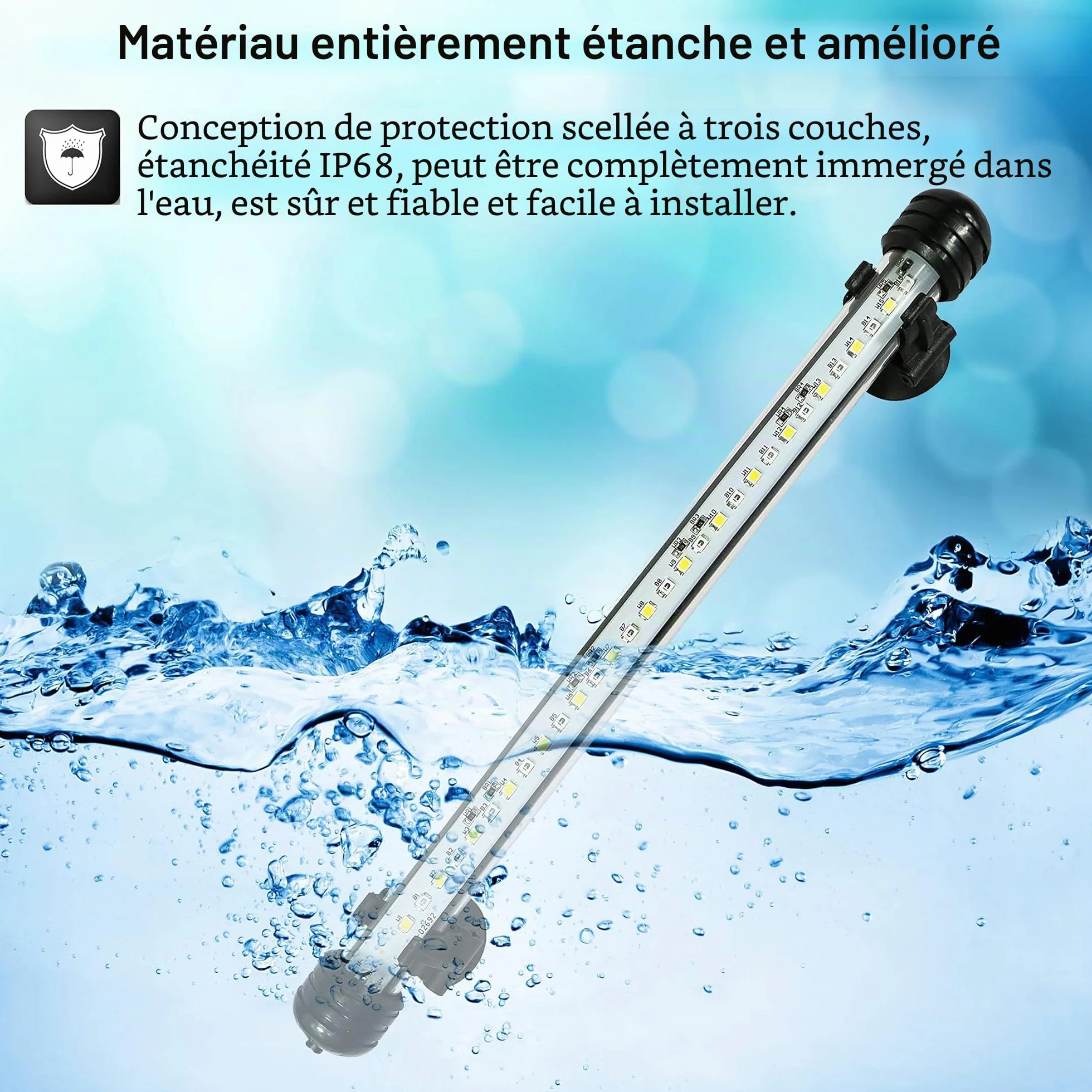 VARMHUS LED Aquarium Lampe Fish Tank Light 28cm minuterie marche arrêt automatique 3 modes éclairage intensité variable blanc bleu
