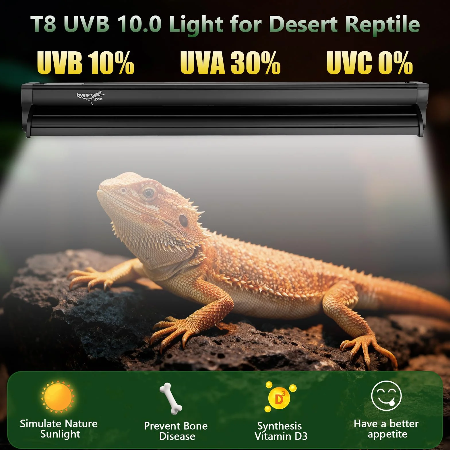 Kit de reptile lumière T8 Lampe UVB 10.0 24" 62cm pour tortue dragon barbue