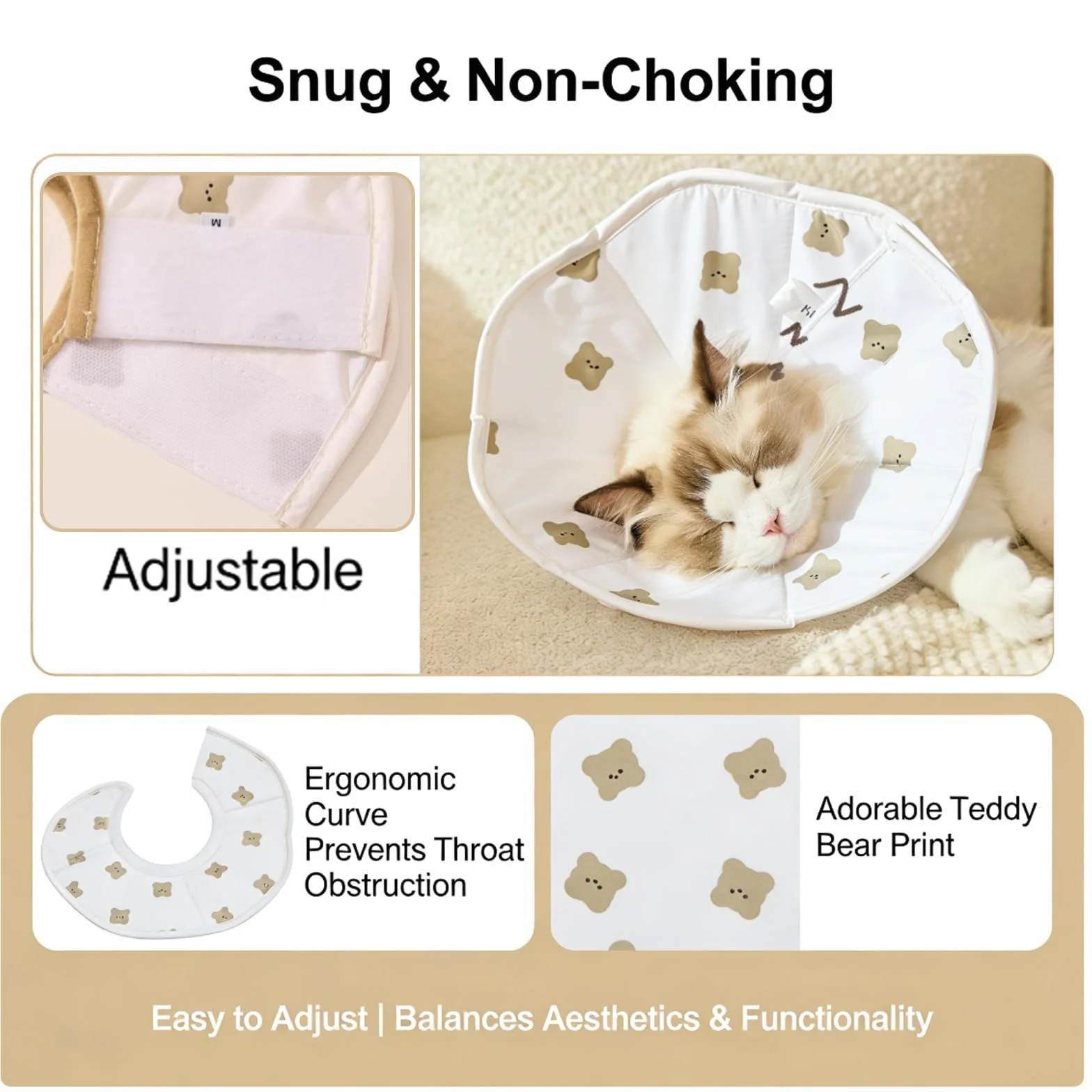 Collier conique doux anti-morsure pour chat de récupération ajustable léger