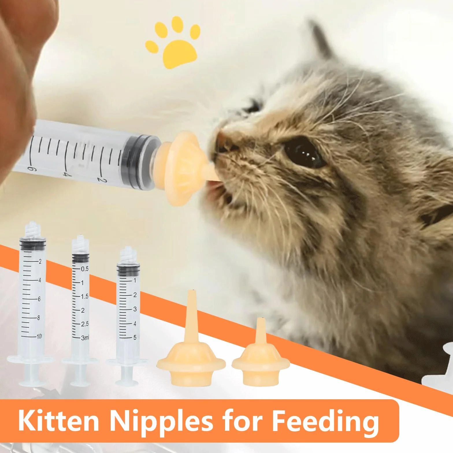 Kit d'alimentation pour chatons avec tétines en silicone réutilisable