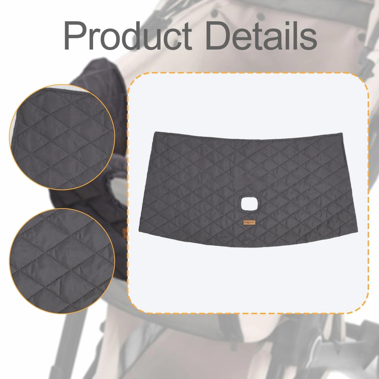 Housse Bordure Poussette Animaux Accessoire Pare-Chocs Lavable Installation Rapide Protection Contre L'Humidité Adapté Aux Sorties Plein Air Animaux F, Gris