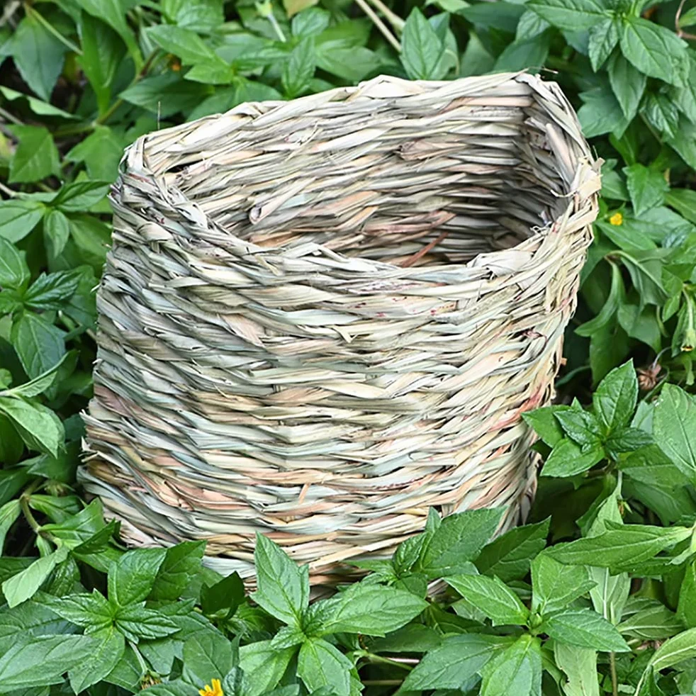 Maison tunnel en herbe tissée pour hamster, cochon d'Inde, base secrète pour le dressage de lapins nains, dragons barbu et autres animaux de poche