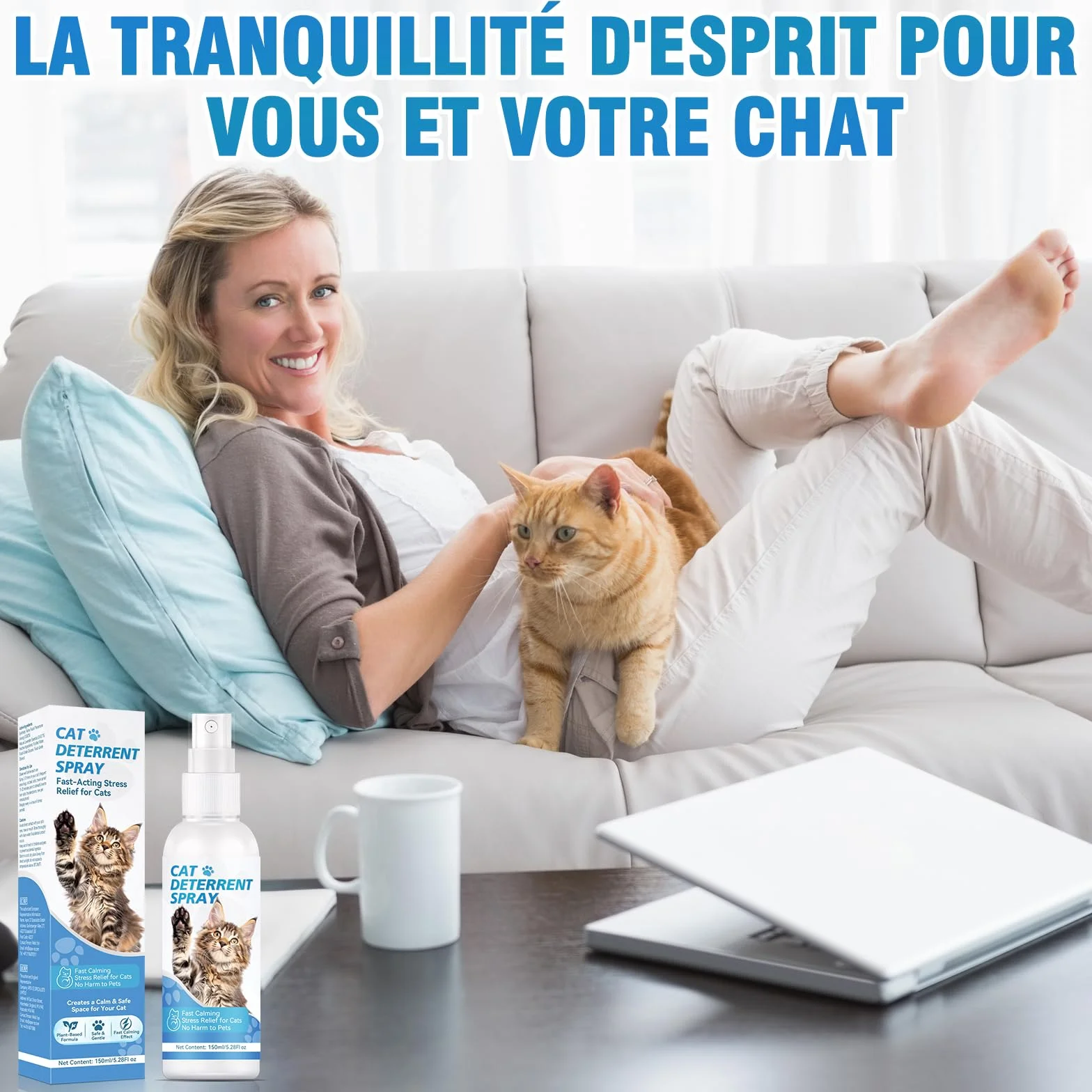 Spray Répulsif pour Chats Naturel, Efficace pour Intérieur et Extérieur, Protège Meubles et Jardin