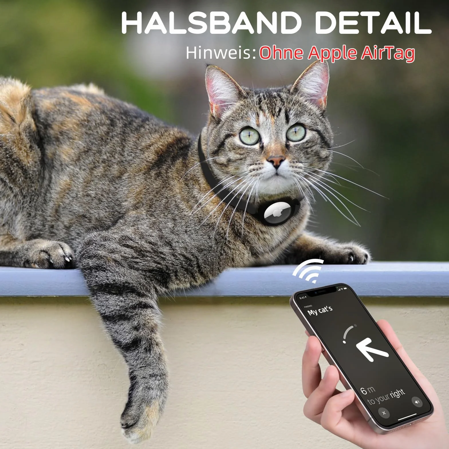 Collier Chat Airtag Extensible avec Protecteur et Cloche Noir