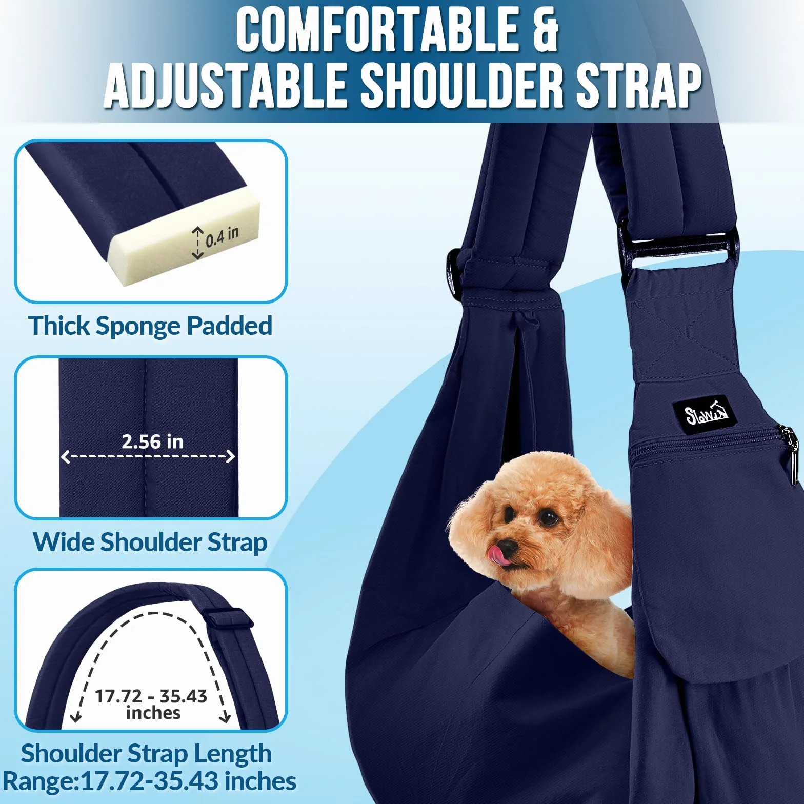 SlowTon Sac de Transport pour Chien, Bandoulière Mains Libres pour Petit Animal avec Sangle Réglable