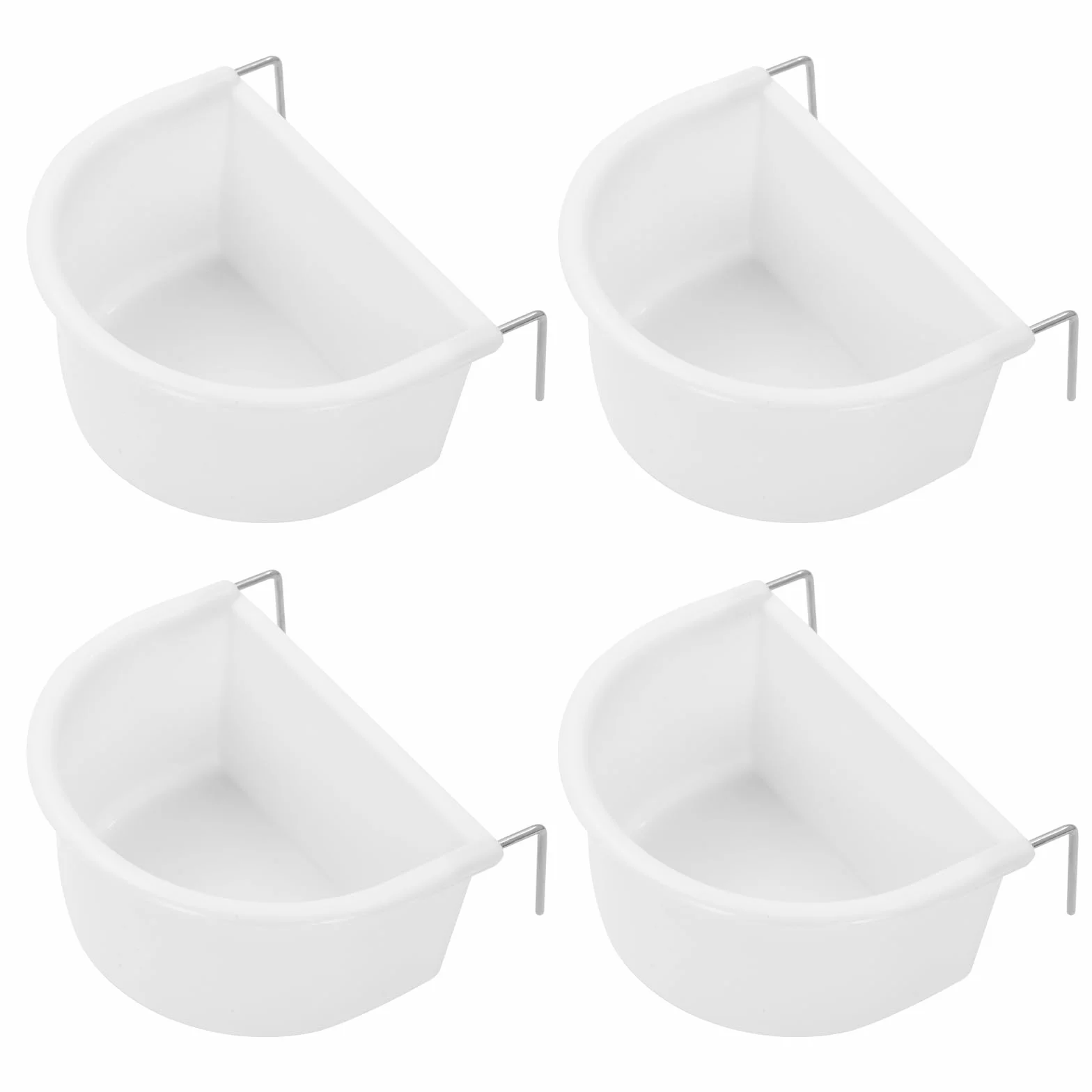 Gamelles en plastique en forme de D avec crochet pour perroquet, perruche, calopsitte - Lot de 4