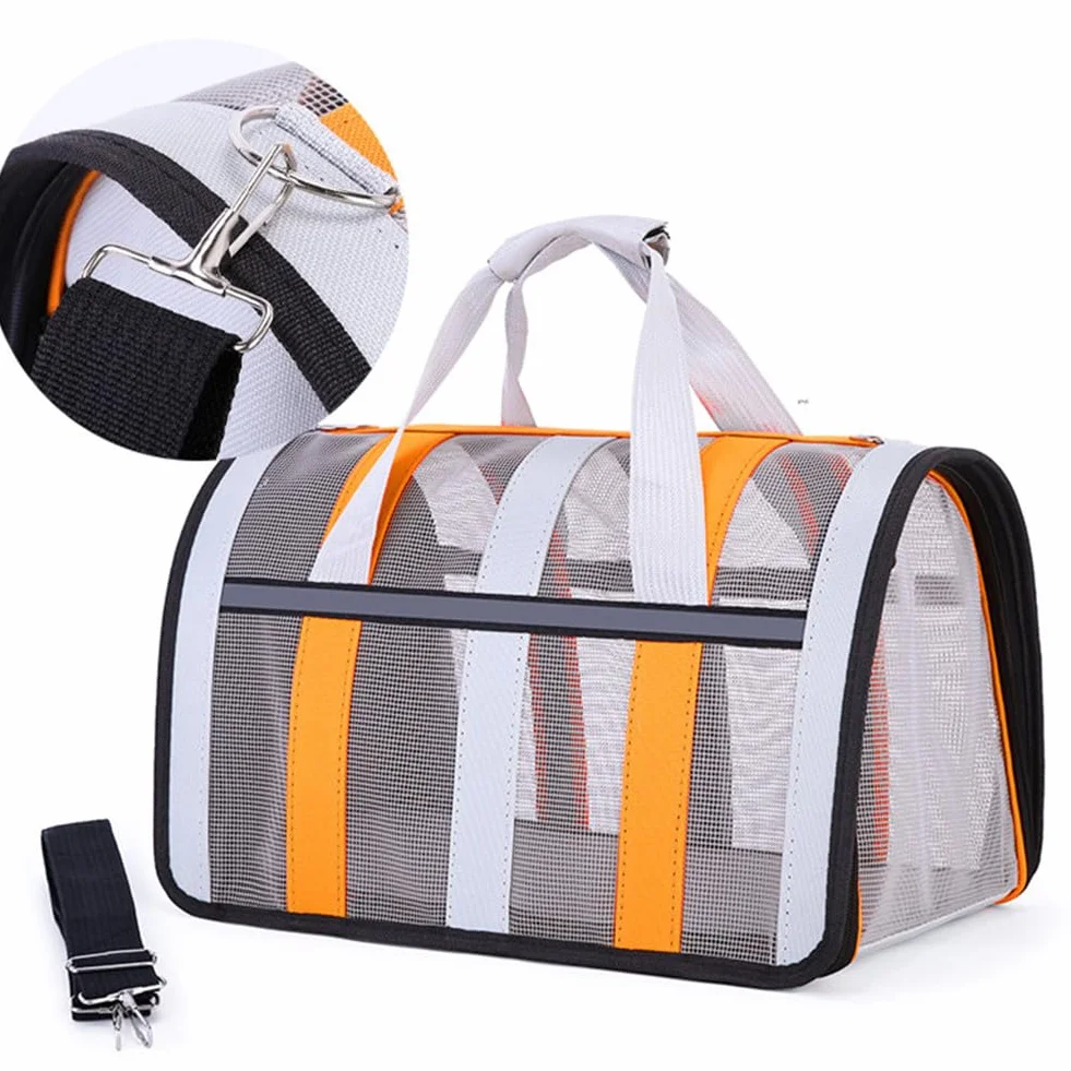 Sac de transport pour chat et petit chien, durable, sac de transport pliable pour chiots et chatons, voyage, promenade (33 x 25 x 22 cm, bleu clair)