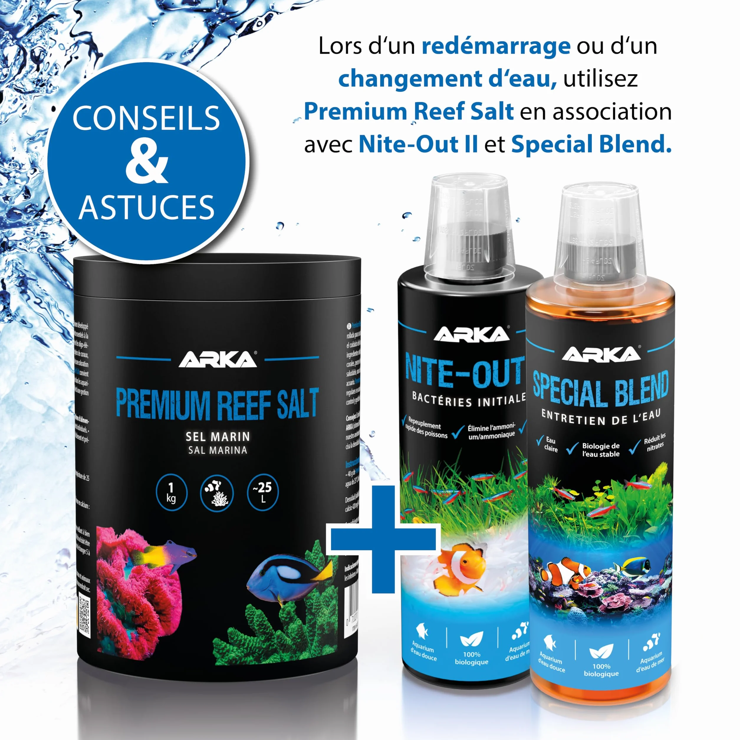 ARKA Premium Reef Salt 1 kg - Sel Marin Aquarium Récifal pour Nano Aquariums SPS LPS