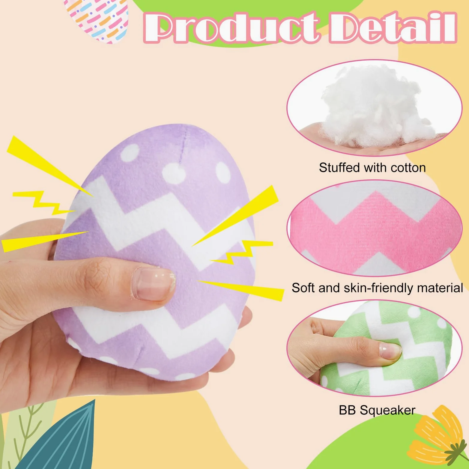Leyndo Lot de 24 œufs de Pâques pour chien - Jouet couineur en peluche pour chien - Jouets en peluche pour chiens de taille moyenne et petite - Jouets à mâcher - Costume de Pâques pour animal