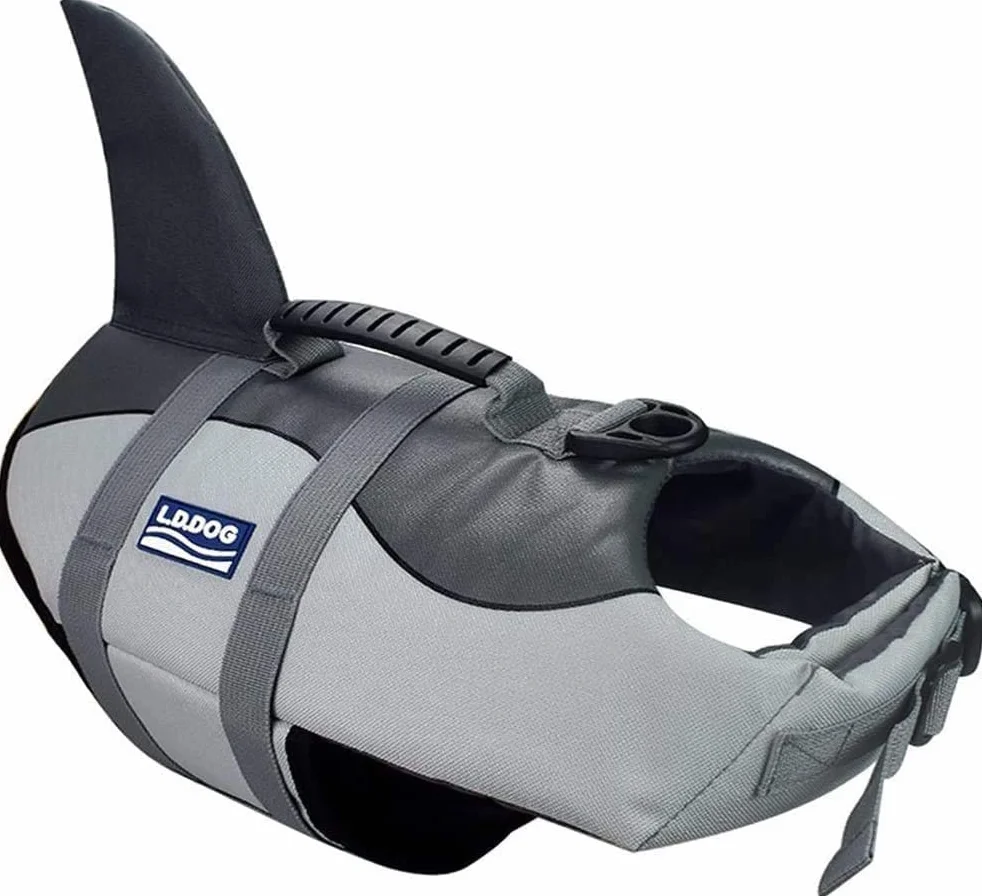 Gilet de Flottaison pour Chiens - Gilet de Sauvetage Réglable avec Poignée - Pet Life Jacket Gris M
