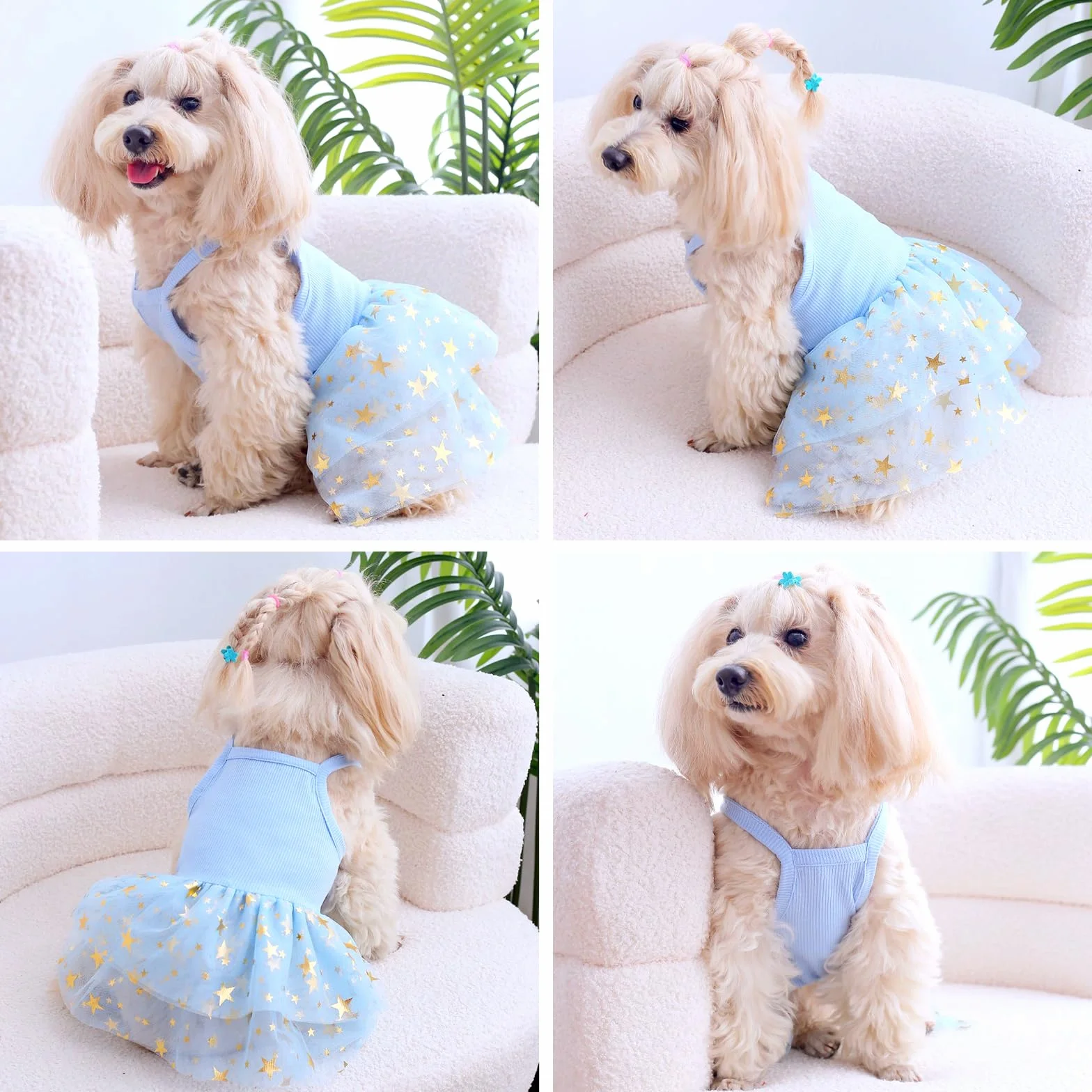 Robe tutu d'été en tulle pour chien et chat taille M bleu