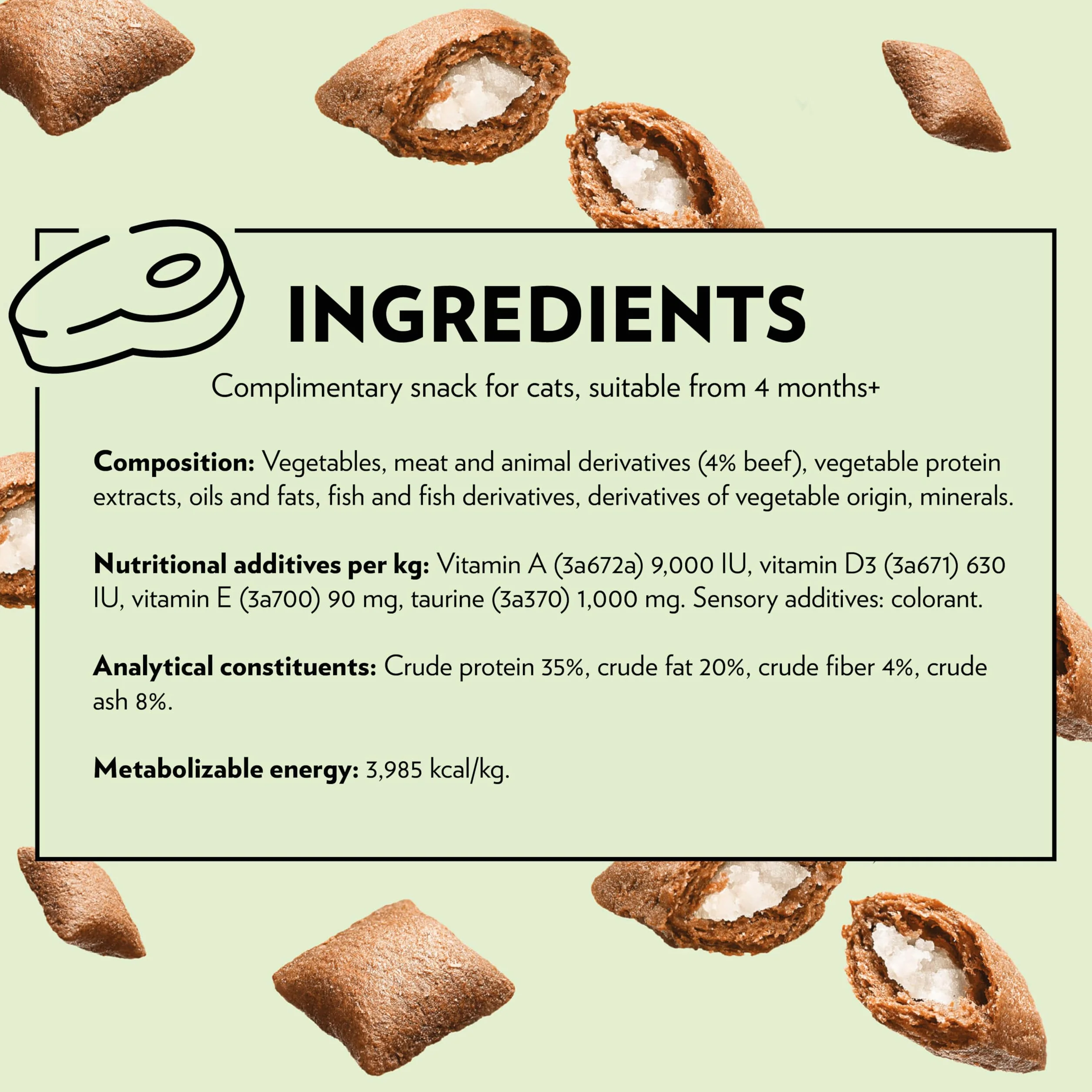 PrimaCat Friandises pour Chat croustillantes sans céréales, Contre Les Boules de Poils, goût bœuf, 40 g