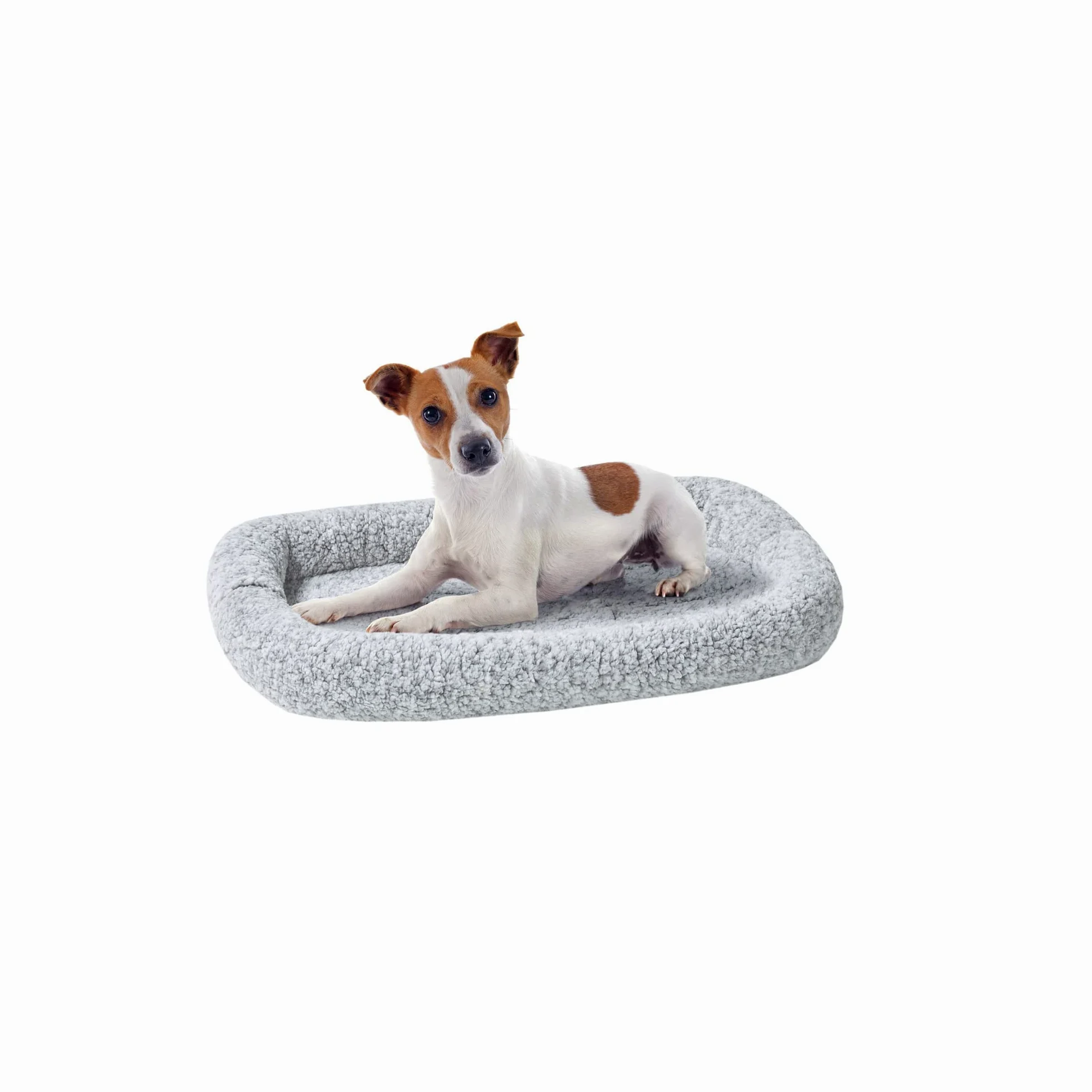 Friends Forever Bolster Tapis de Cage pour Chien, 76,2 cm, Lavable pour lit surélevé et Cage pour Chien, Polaire Sherpa, Gris Nova