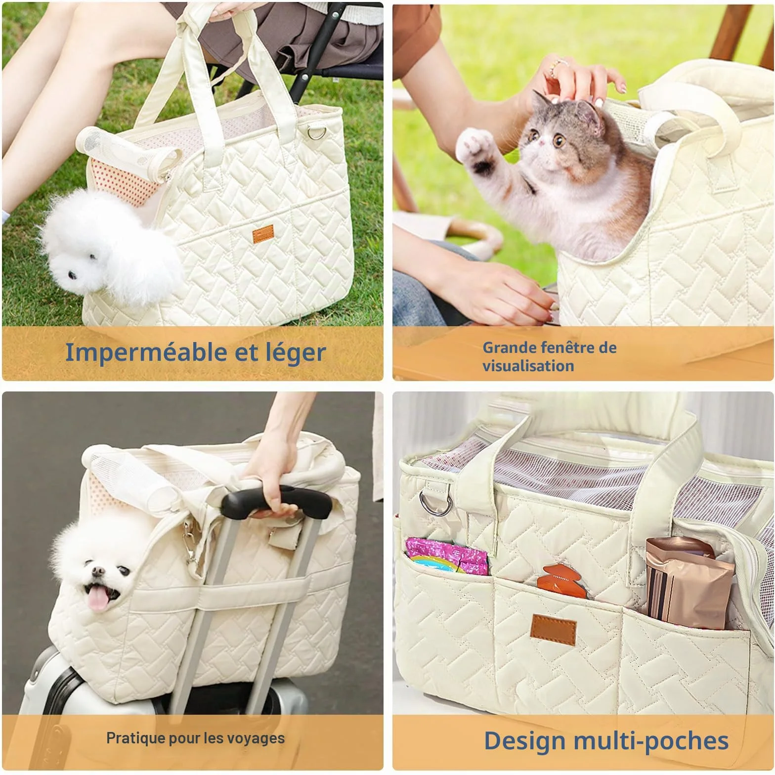 Sac de transport pour chiens jusqu'à 5 kg – Sac de transport pour petits chiens et chats, pliable, respirant, avec ceinture de sécurité, poches, sac de transport, idéal pour l'extérieur, les voyages