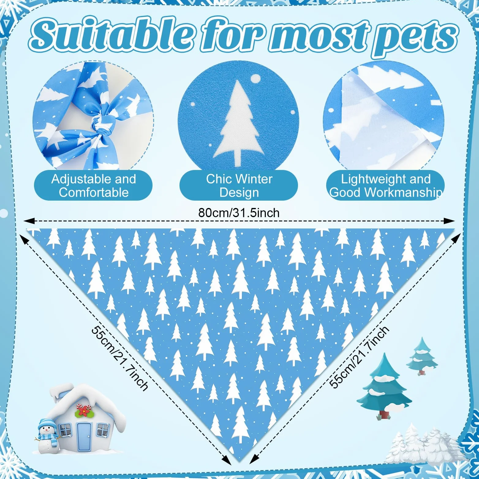 Preboun Lot de 50 bandanas d'hiver pour chien en vrac, flocons de neige, bandanas triangulaires pour chiens, écharpes triangulaires, accessoires photo, accessoires pour animaux de compagnie, 25 styles