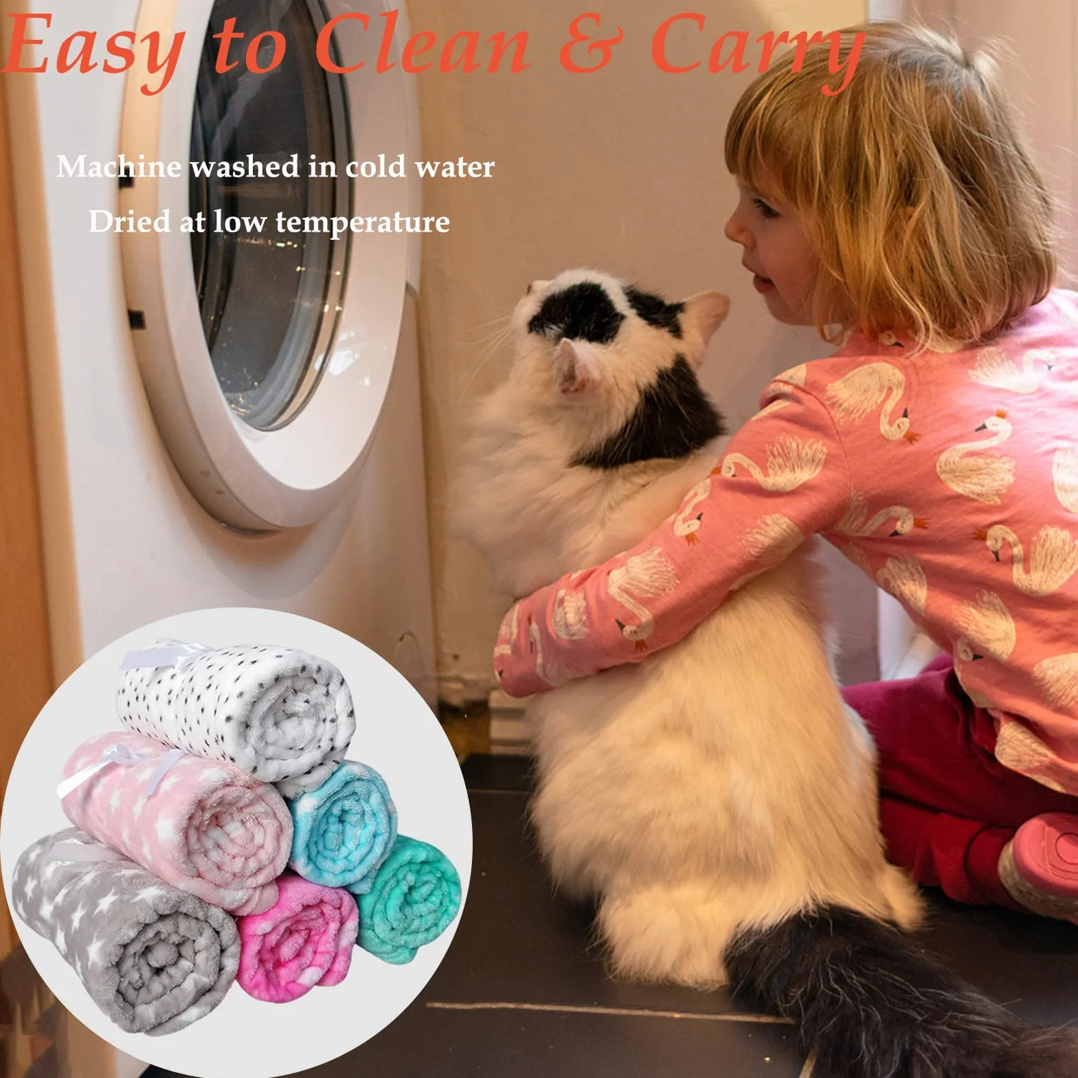 LeerKing Couverture Chien Peluche Ultra-léger Flanelle Polaire Lavable Rose Blanc 75X100cm