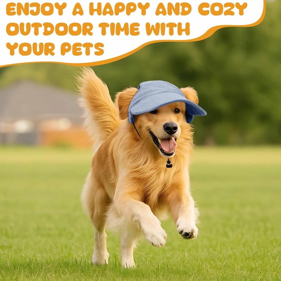 OFFCUP Casquette de Baseball pour Chien, Réglable Chapeau de Soleil Protection Chiens Chapeau de Sport Trous Adjustable Chapeaus D'extérieur Été pour Animal de Compagnie (XL,Bleu)