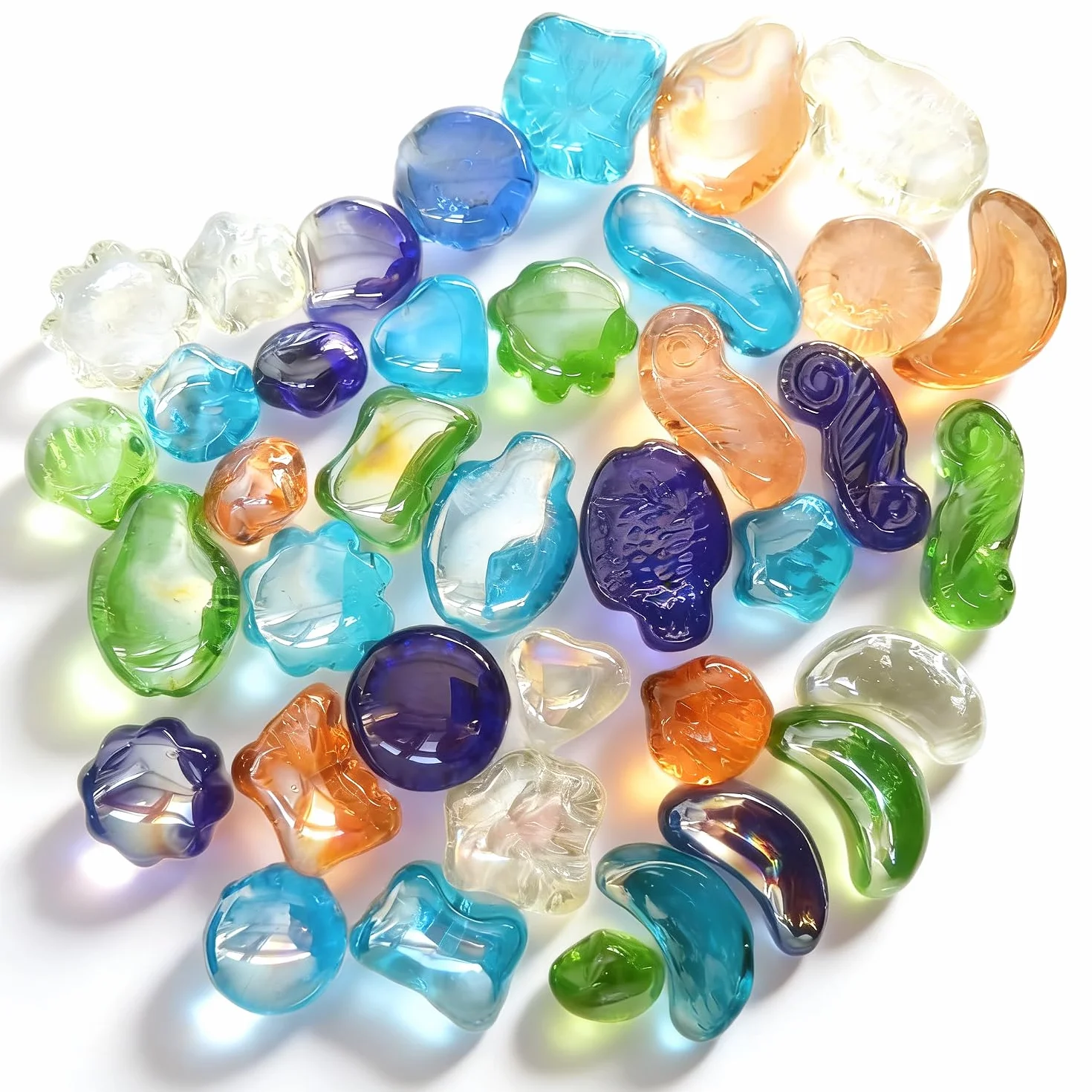 Billes Pierres Précieuses Multicolores pour Aquarium Décoration 450g 20 Pièces