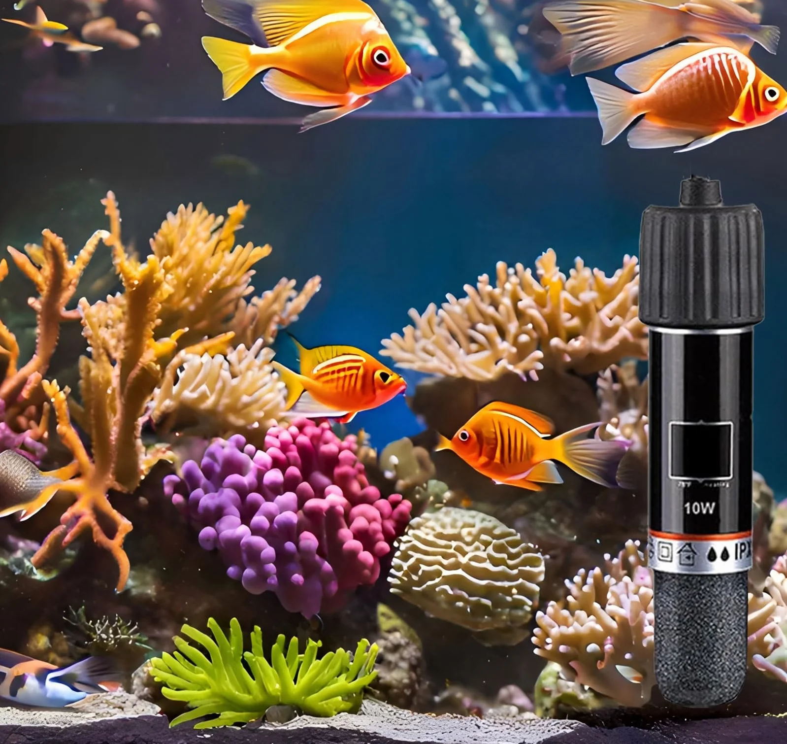GERUI Lot de 2 mini chauffages USB d'aquarium 10 W avec thermostat, thermostat pour petits aquariums, pour eau salée et eau douce
