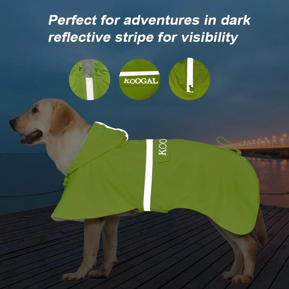 Manteau de pluie imperméable pour chien de taille moyenne et grande (vert fluo, taille 5XL)