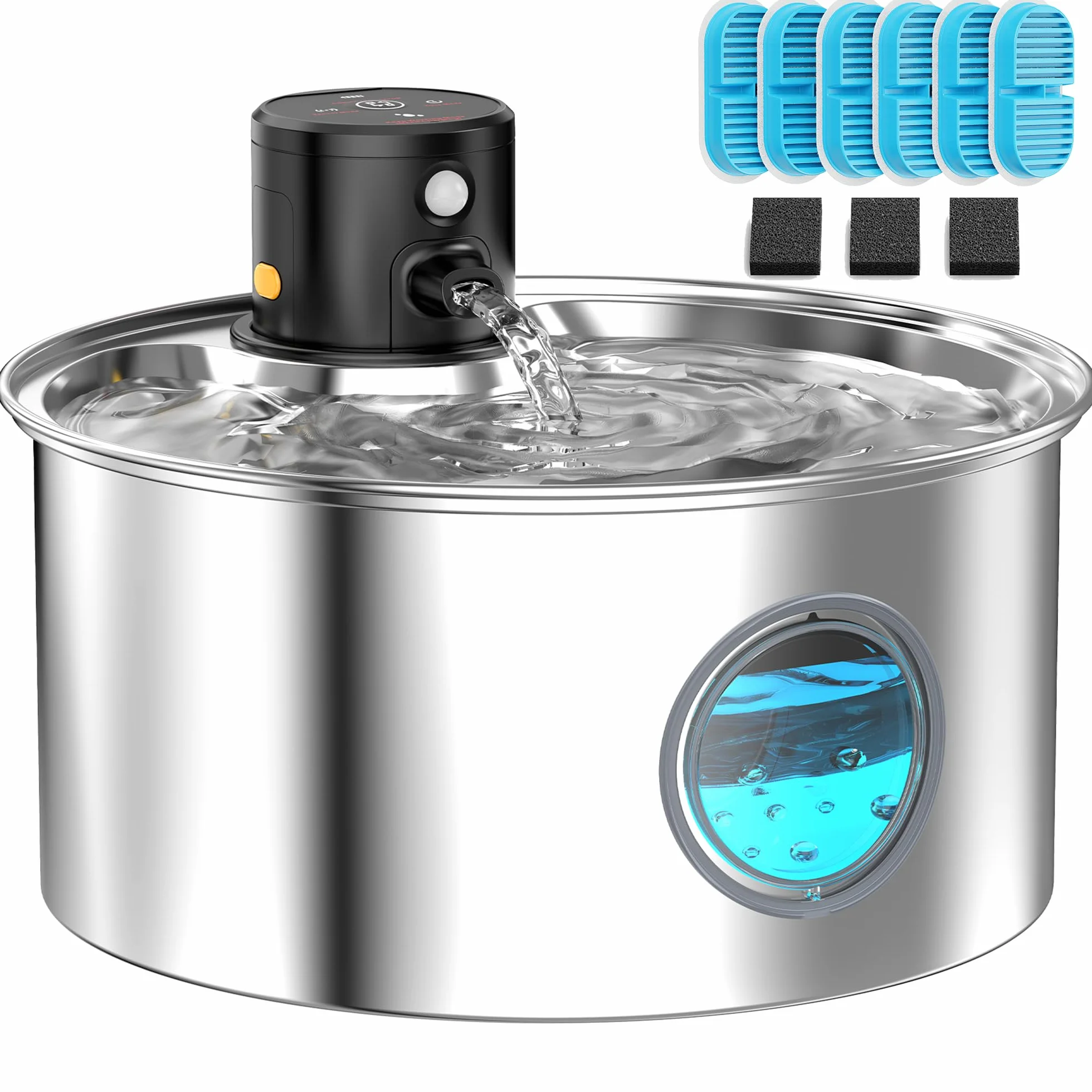 Fontaine à Eau Chat sans Fil INOX 3,2L Automatique avec Filtres