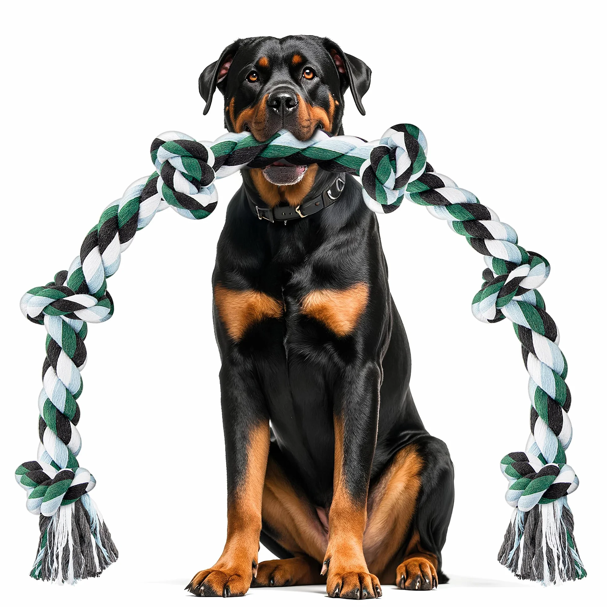 Corde de Jouet Chien Durable 100cm Grand 6-Nœuds 100% Coton Jouet à Mâcher pour Nettoyage des Dents