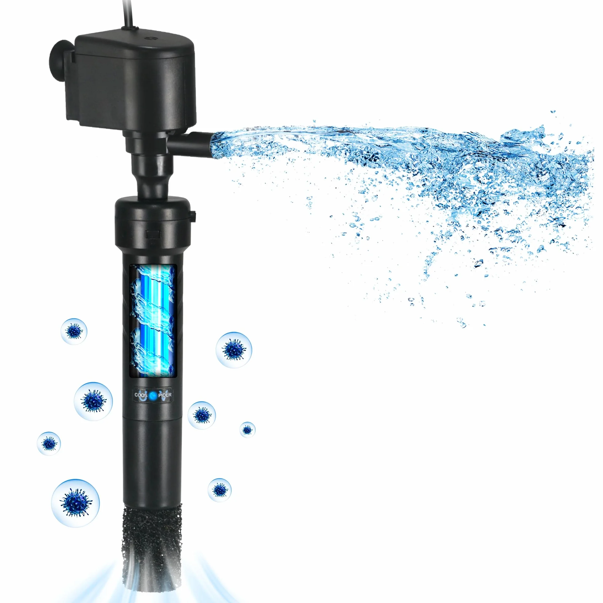Pompe de Filtre pour Aquarium U-V 150-380L 5W Anti-algues Clarificateur 1200L/H