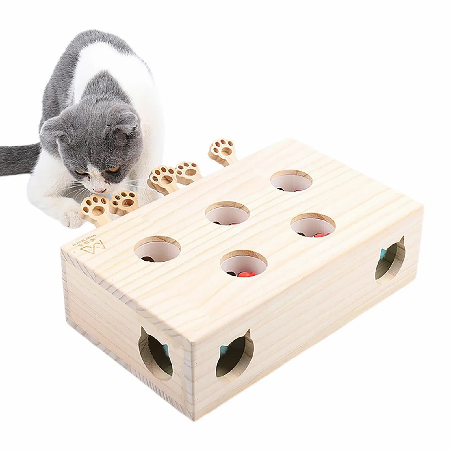 Interactifs Chat Puzzle souris mobile, exercice | interactif en bois Tape-Taupe pour chat Pour Chats D'Intérieur, Anti-Ennui, Solo, Exercice, Stimulation Mentale, Instinct De