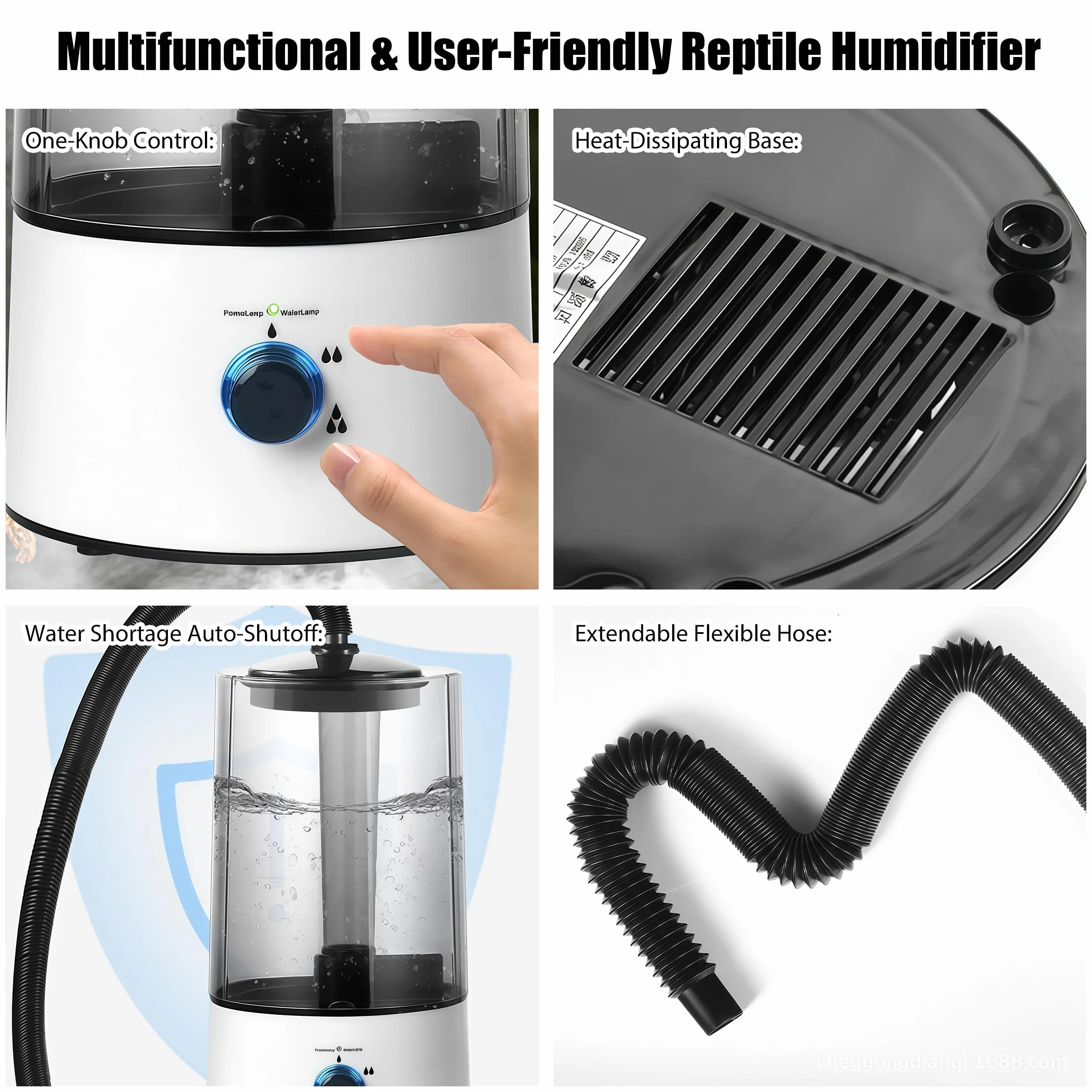 Humidificateur pour Reptiles 4L Brumisateur Terrarium Ultrason Silencieux avec Tuyau Réglable